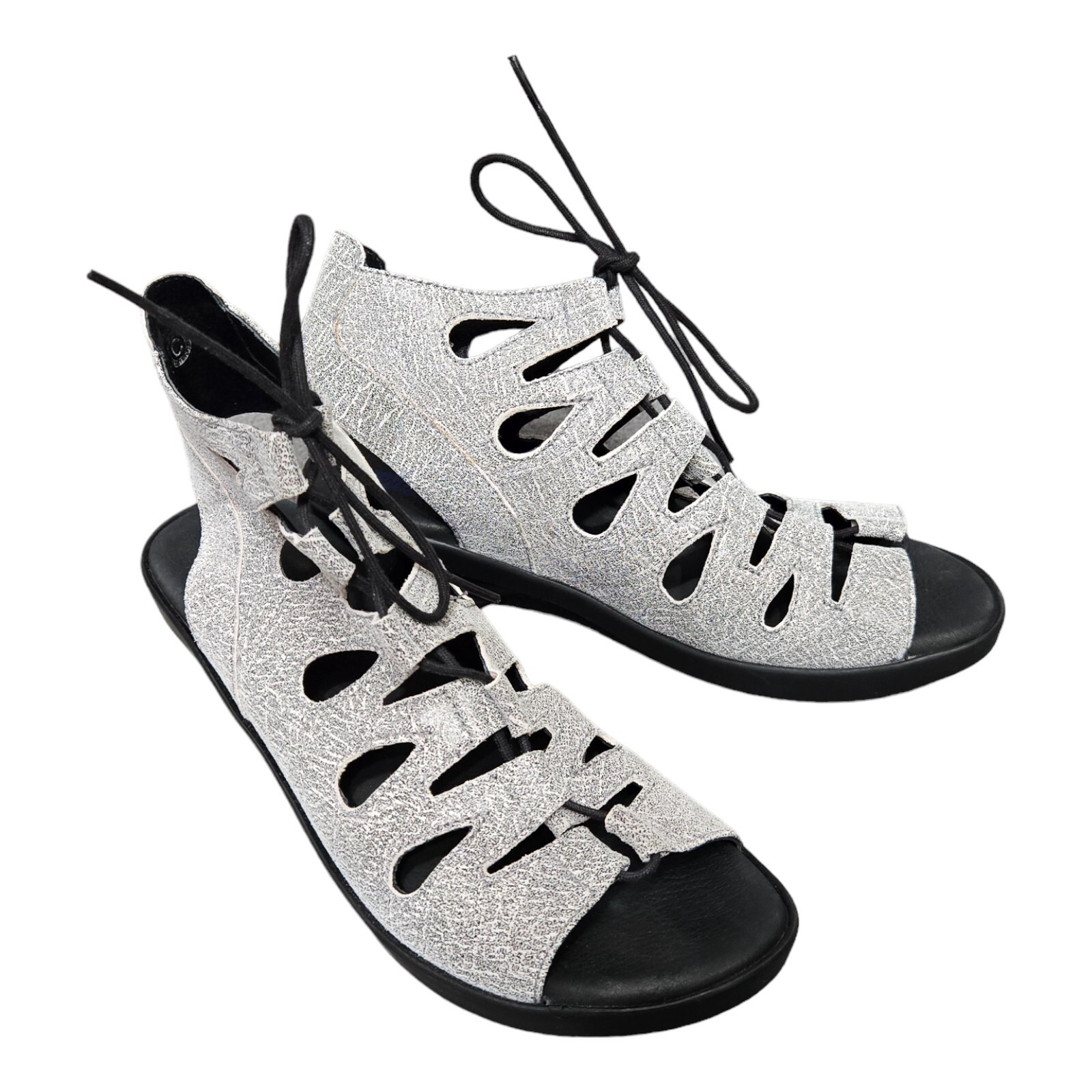 Wolky Sandals 11 Womens Gray Spring/Summer 1855 Seminyak Leather Gladiator Lace