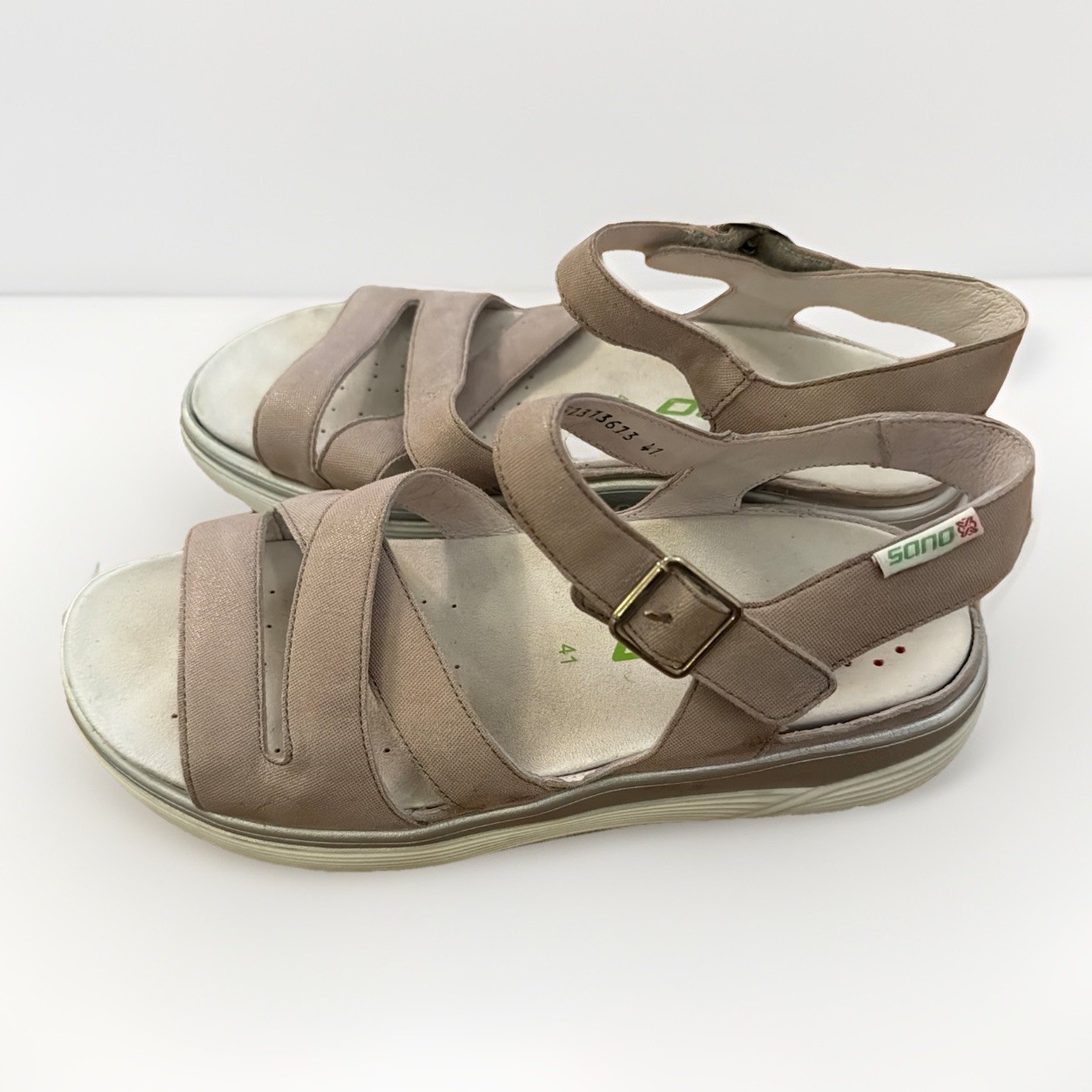 Sano Memphisto Norine White Gray Walking Sandals EU 41 US 10/10.5