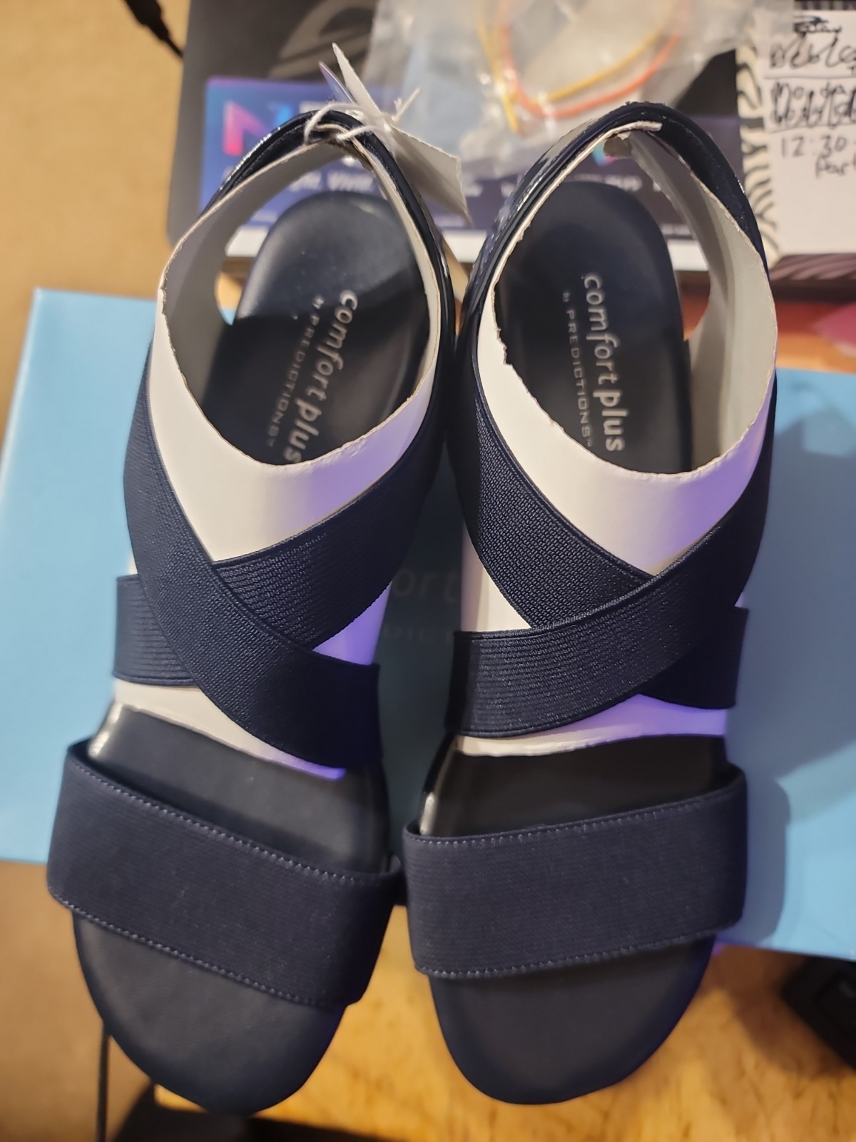 Comfort Plus by Predictions Margo Navy Elastic Strap Sandals Women’s Size 6.5