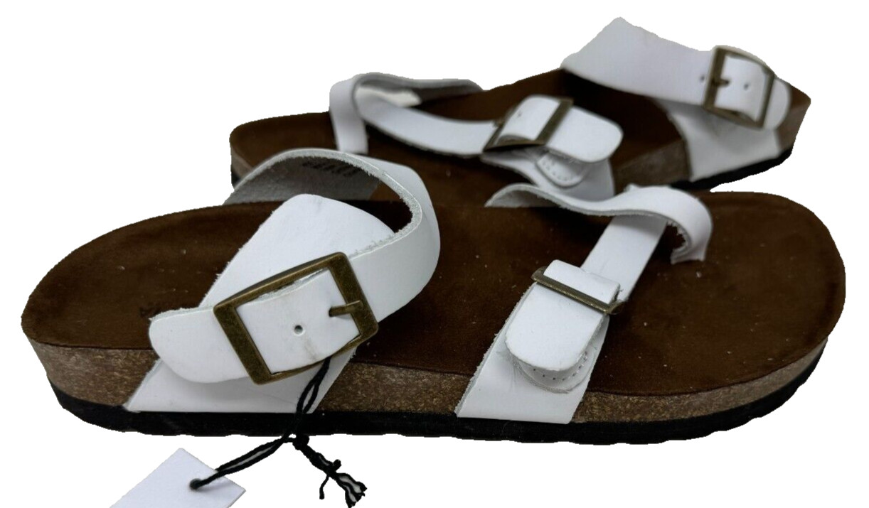 Sonoma Women’s Gojiberry Leather Slip On Comfort Sandals White Size:9 200T