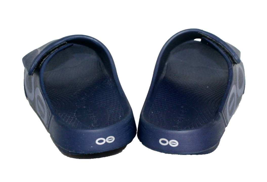 OOFOS OOahh Sport Flex Slide Sandal Men 6 Women 8 Navy Blue Adjustable Vamp