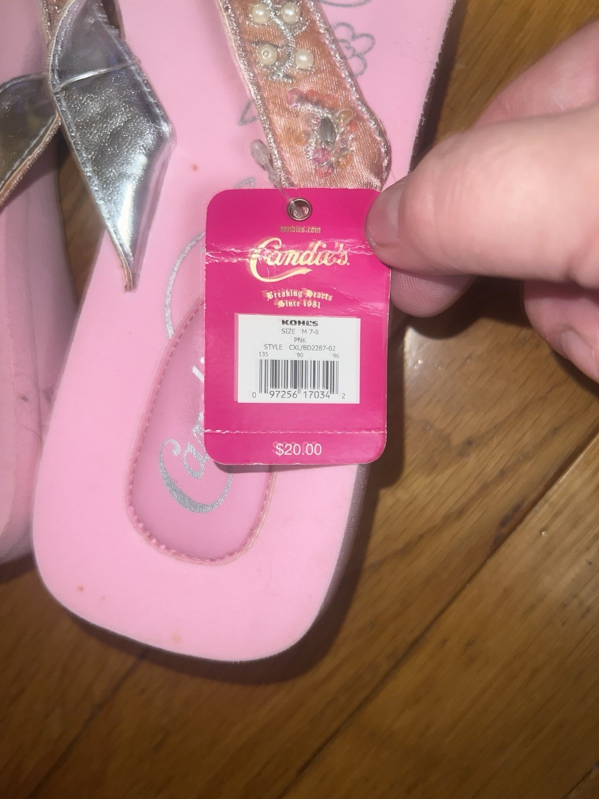 VTG Candies Women’s Sandals Sz Med (7/8) Pink With Silver, Pearls & Sequins NWT