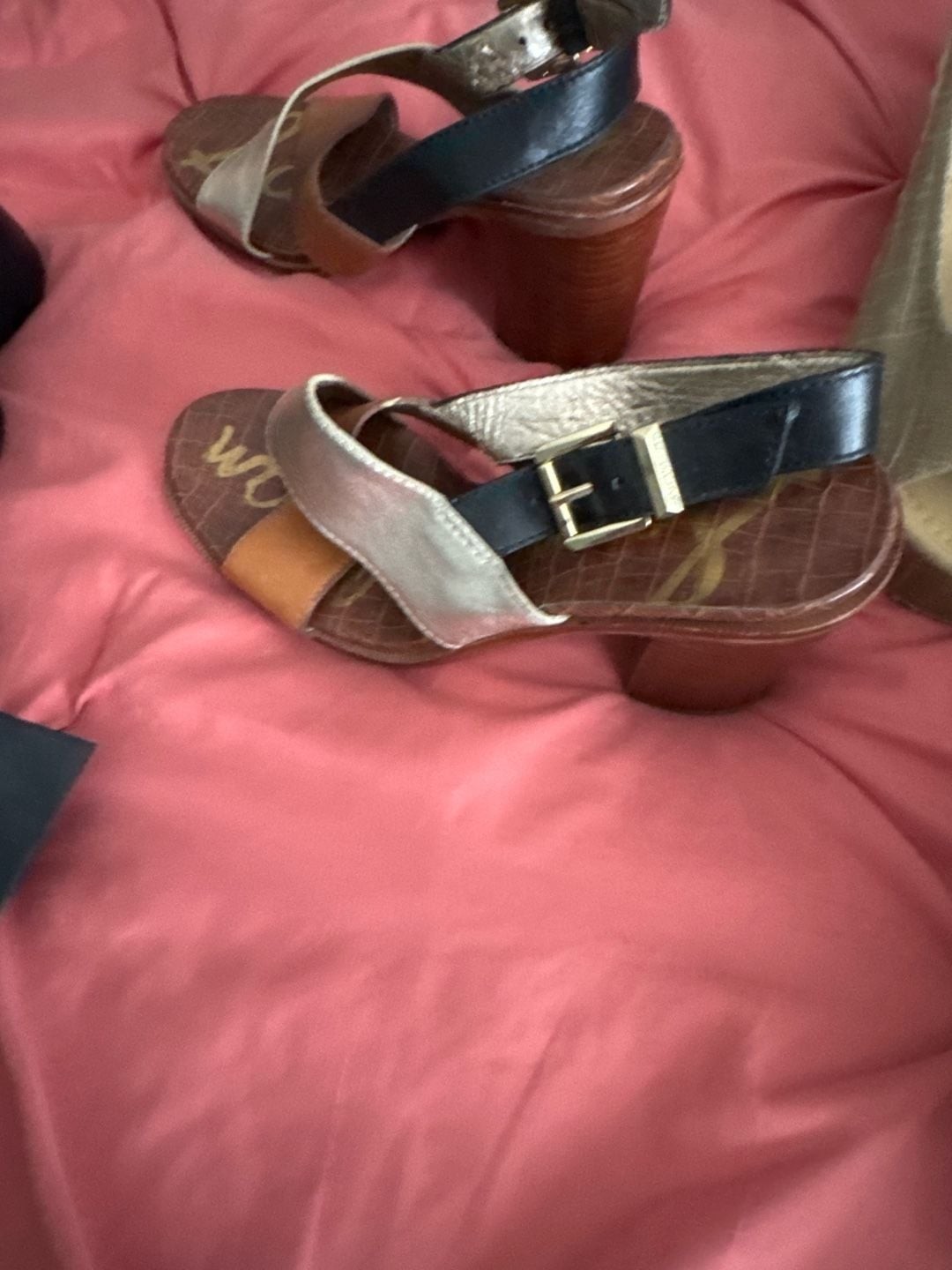 Sam Edelman Ivy Colorblock Slingback Chunky Heel Sandals