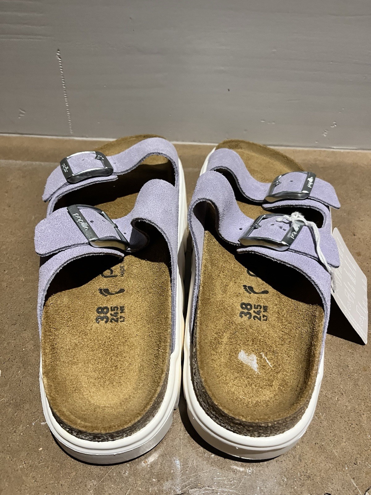 NEW Birkenstock PAPILLio Arizona Chunky Suede Leather Sandals Purple Fog 7us