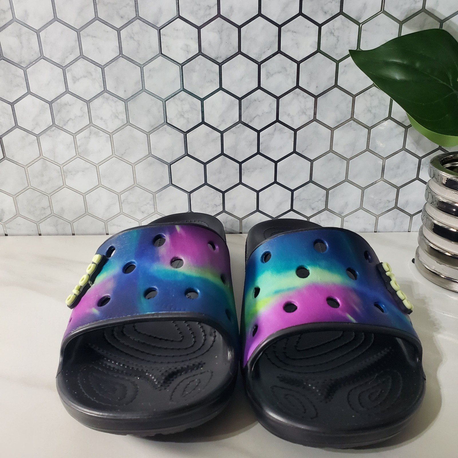 Crocs Classic Out Of This World Glow In The Dark Slide Sandals Women 11 Men 9