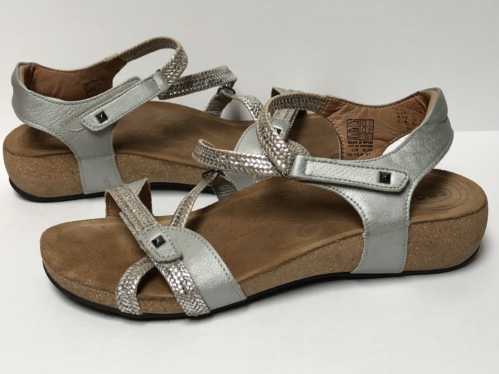 Taos Trulie Women’s EU 41/US 10-10.5 Leather Comfort Wedge Braided Sandals NICE!