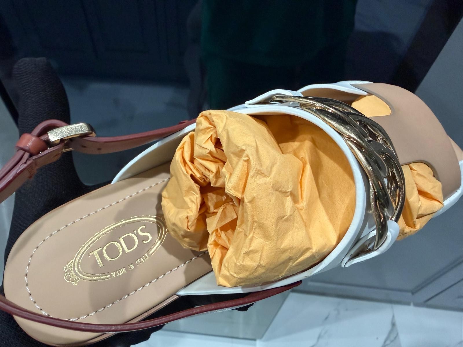 TOD’S slingback sandal cuoio gomma TK Macro Catena. Size 8 Women