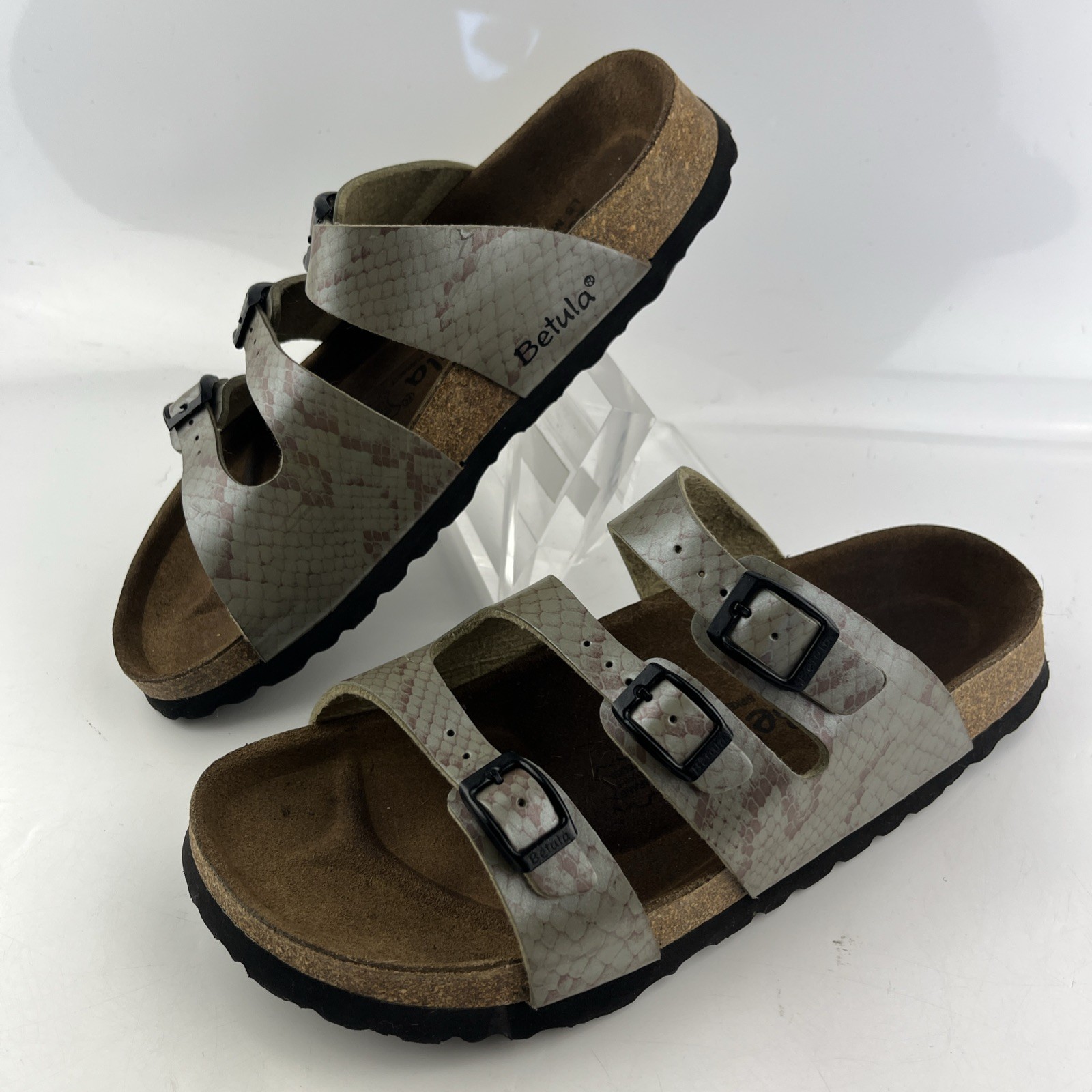Betula Birkenstock 3 Strap Sandals Size 8 US 39 EU Animal Print Faux Leather