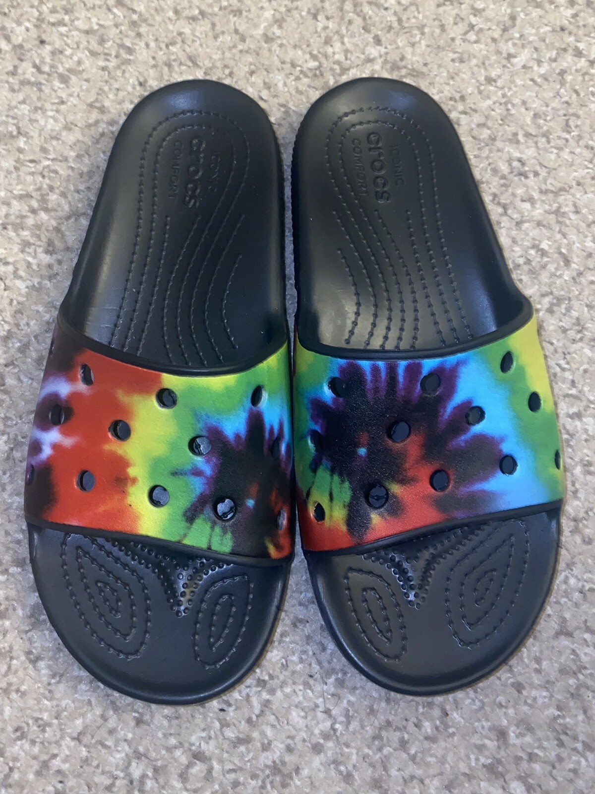 CROCS CLASSIC TIE DYE GRAPHIC SLIDES CLOGS SANDALS UNISEX (M 9)(W 11) 206520-90H