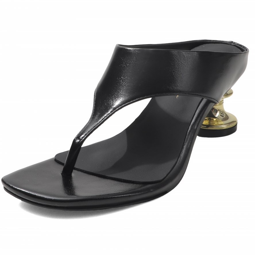 Gladiator Sandals Women Sheepskin Leather Kitten Heel Slipper Flip Flops Thongs