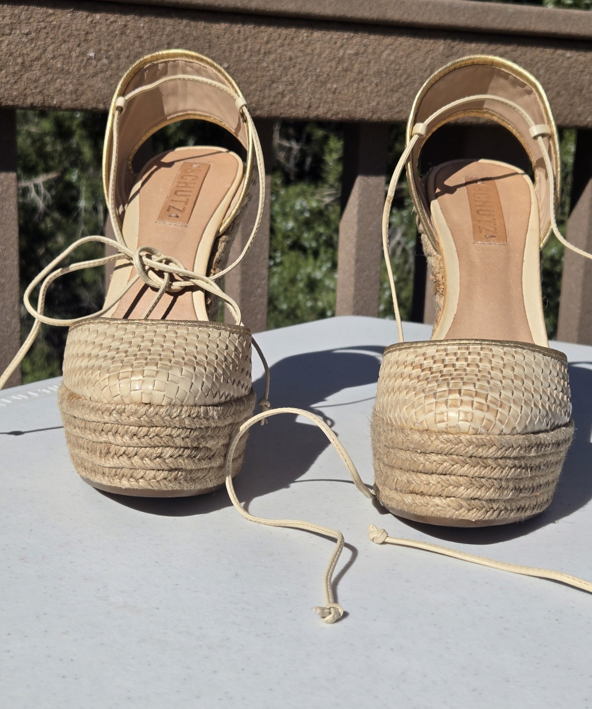 SCHUTZ Shoes Women’s Espadrille Platform Wedge Sandals 6 inch Heels Size US 9