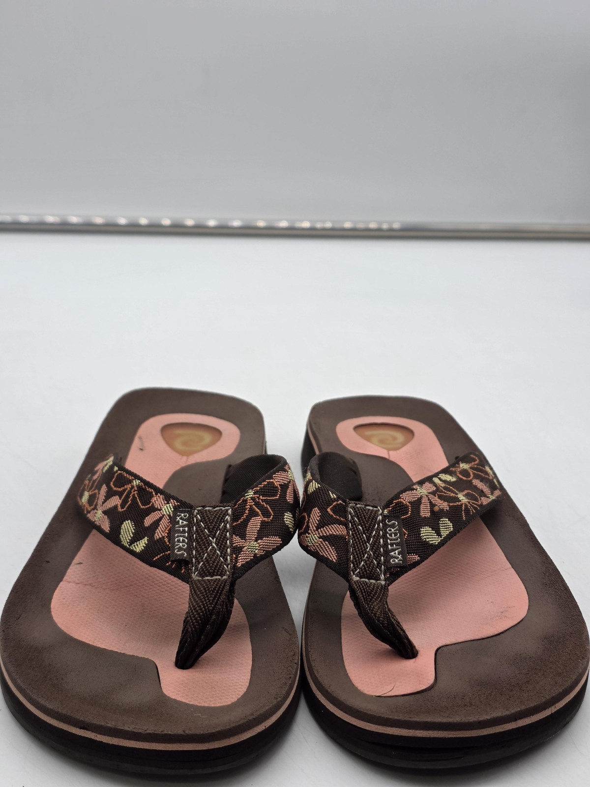Rafters Sandals Womens Size 6 37 Brown Floral Thong Flip Flop Stains Shoes