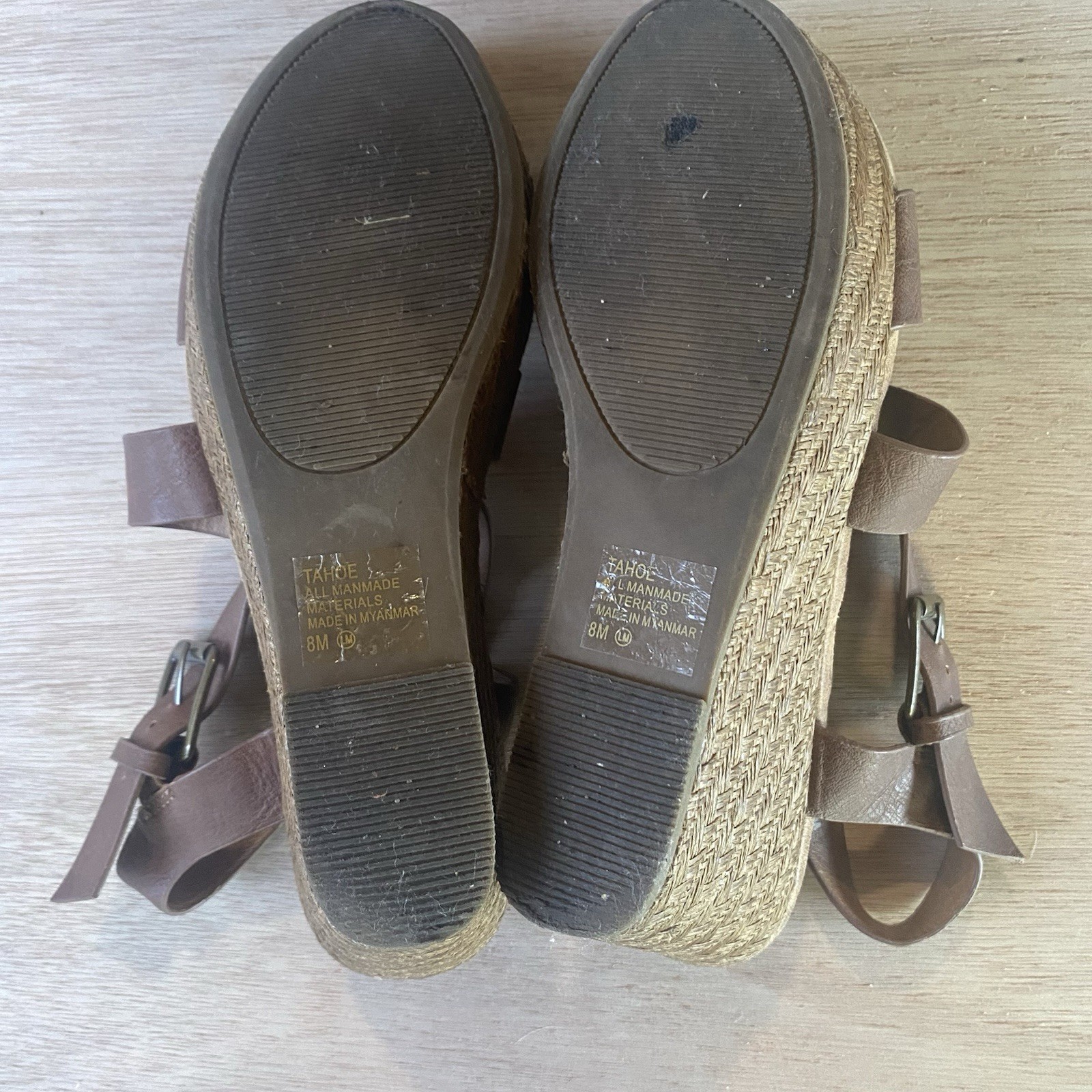 Jellypop Women’s Tahoe Platform Wedge Vegan Leather Cross Strap Sandals Size 8