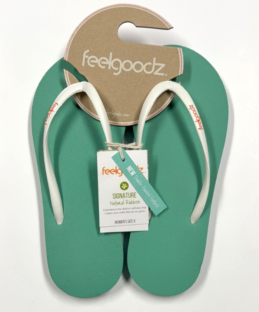 Feelgoodz Women’s Slimz Core Natural Rubber Flip Flops Size 9
