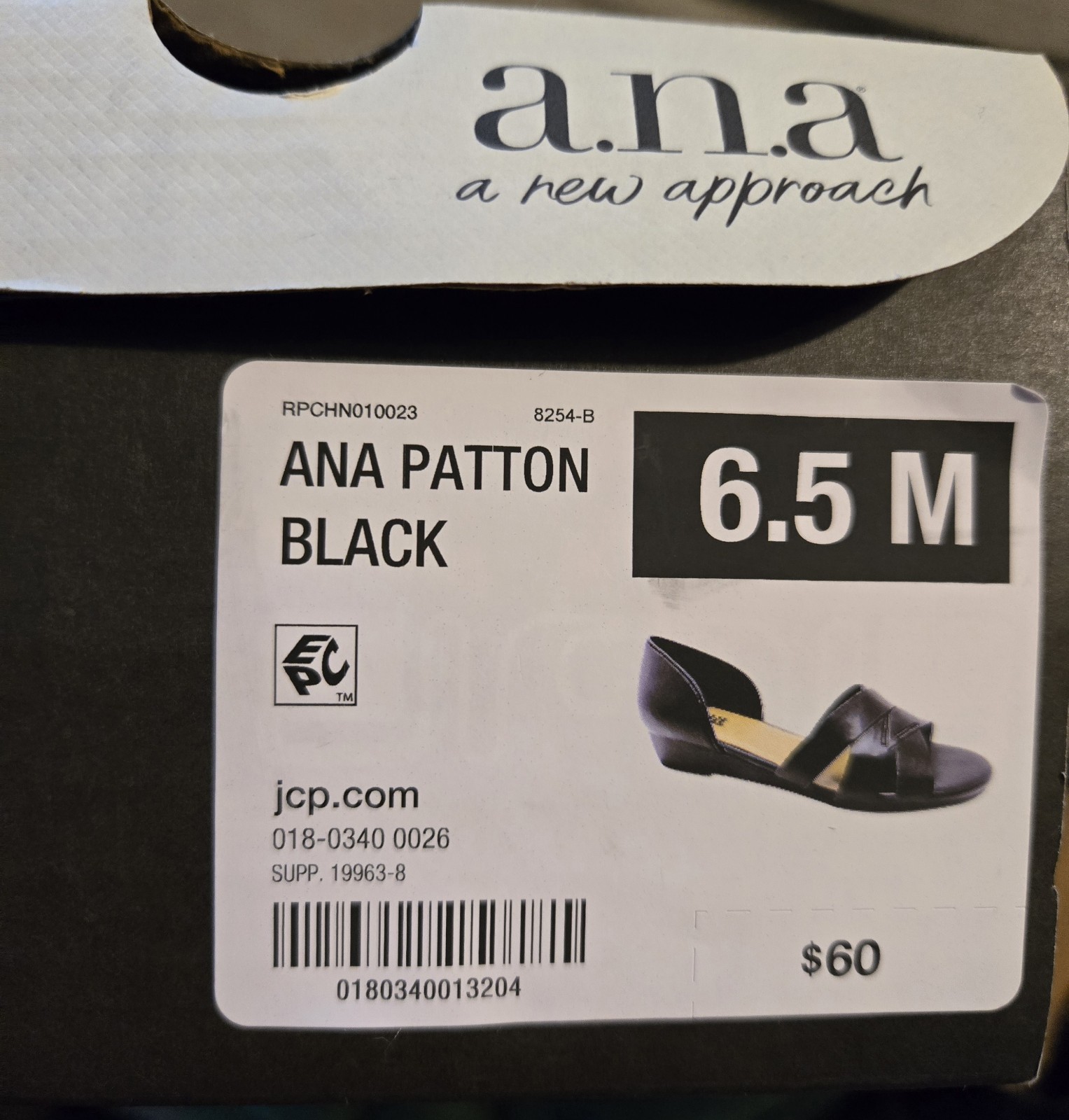 A.n.a Patton Black Low Wedge Sandals Womens 6.5M Casual Dress Shoe