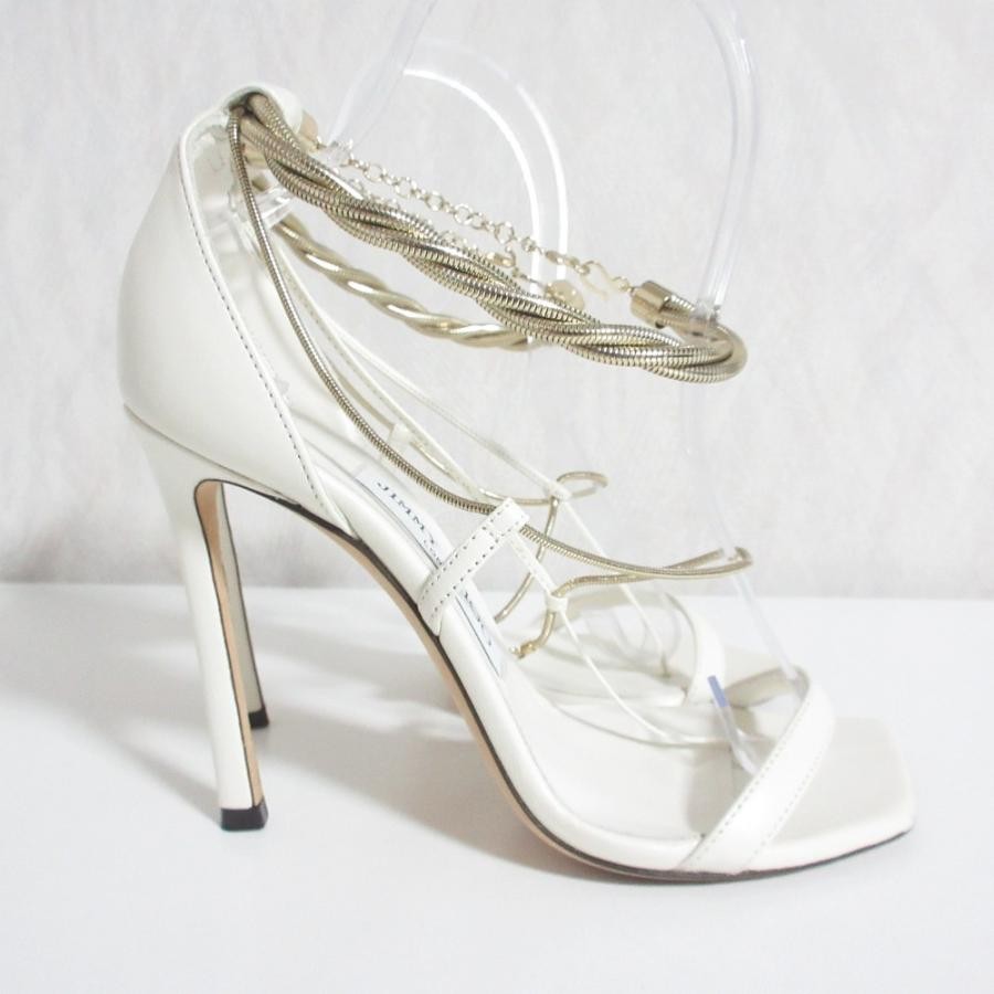Jimmy Choo Snake Chain Ankle Strap Sandals White Women’s Size EU35.5/US5.5