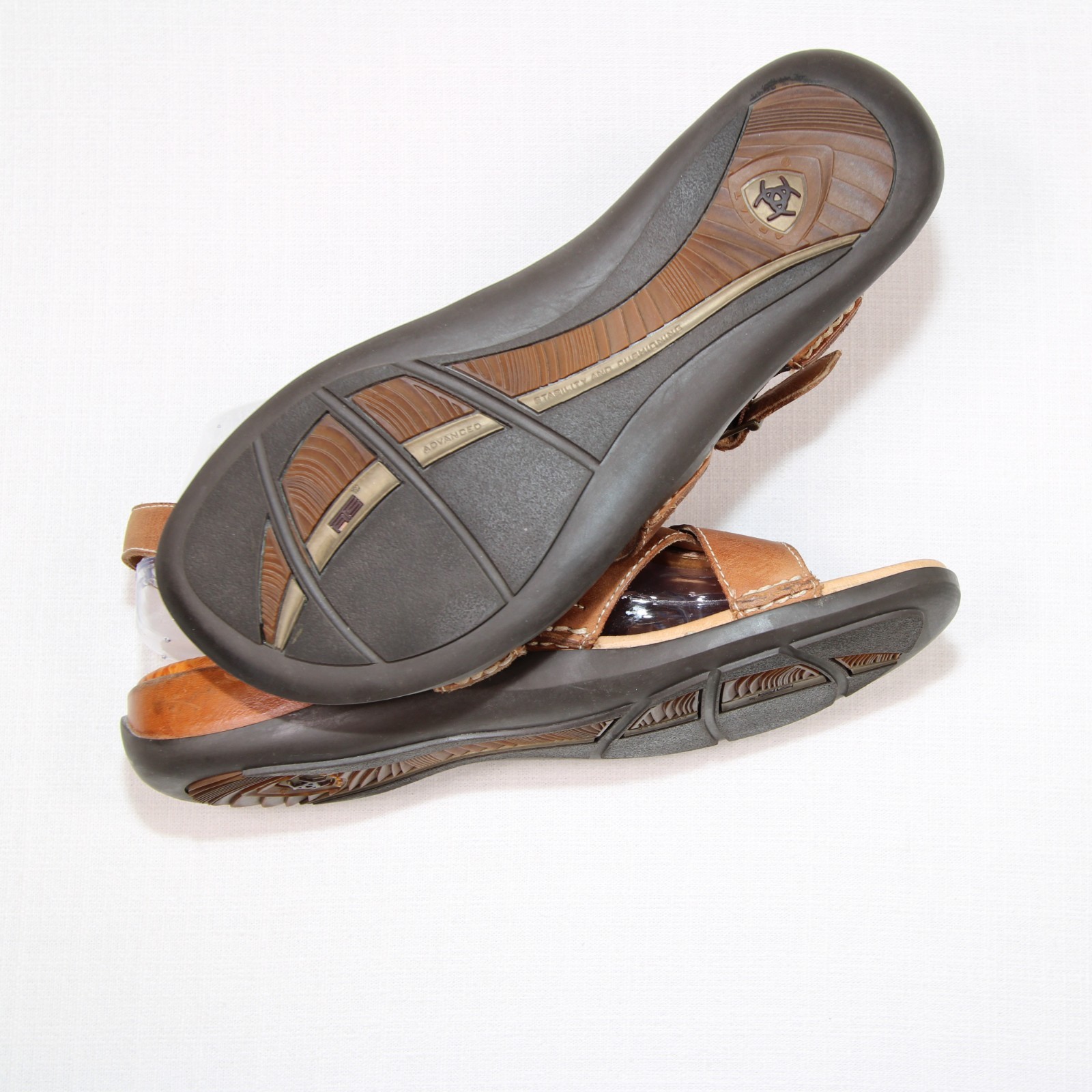 Ariat Women’s Leather Wedge Sandals Daisy Floral Embossed Detail Size 10b Brown