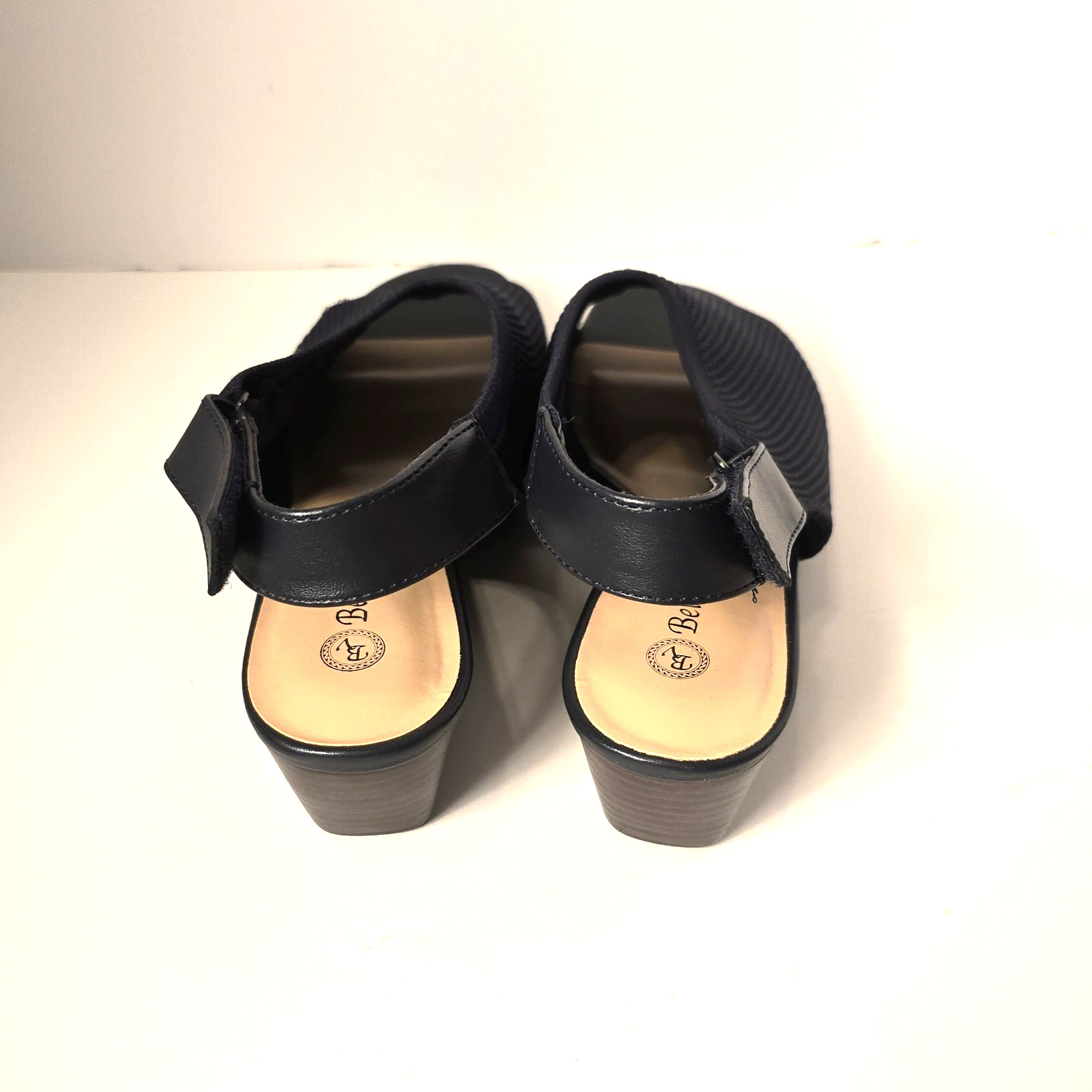 NEW Bella Vita Marin Wedge Sandals Navy Knit 11 WW Extra Wide 1.25″ Heel Box