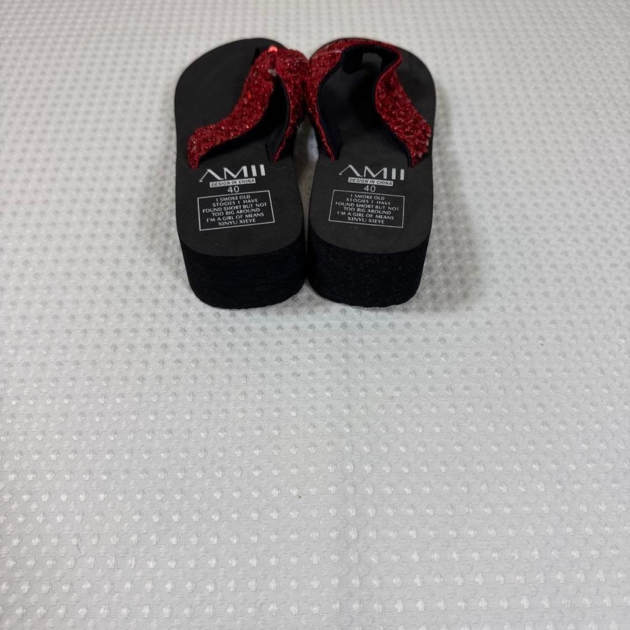 Amii brand red sequin flip flop wedges size 40 US 9 NWT
