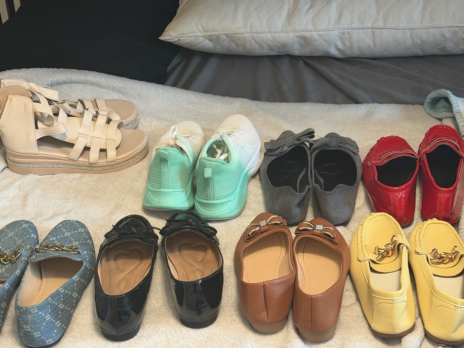 Girls Multicolor Flat Sandals Lot, Size 9 Standard Width, Bow Accents