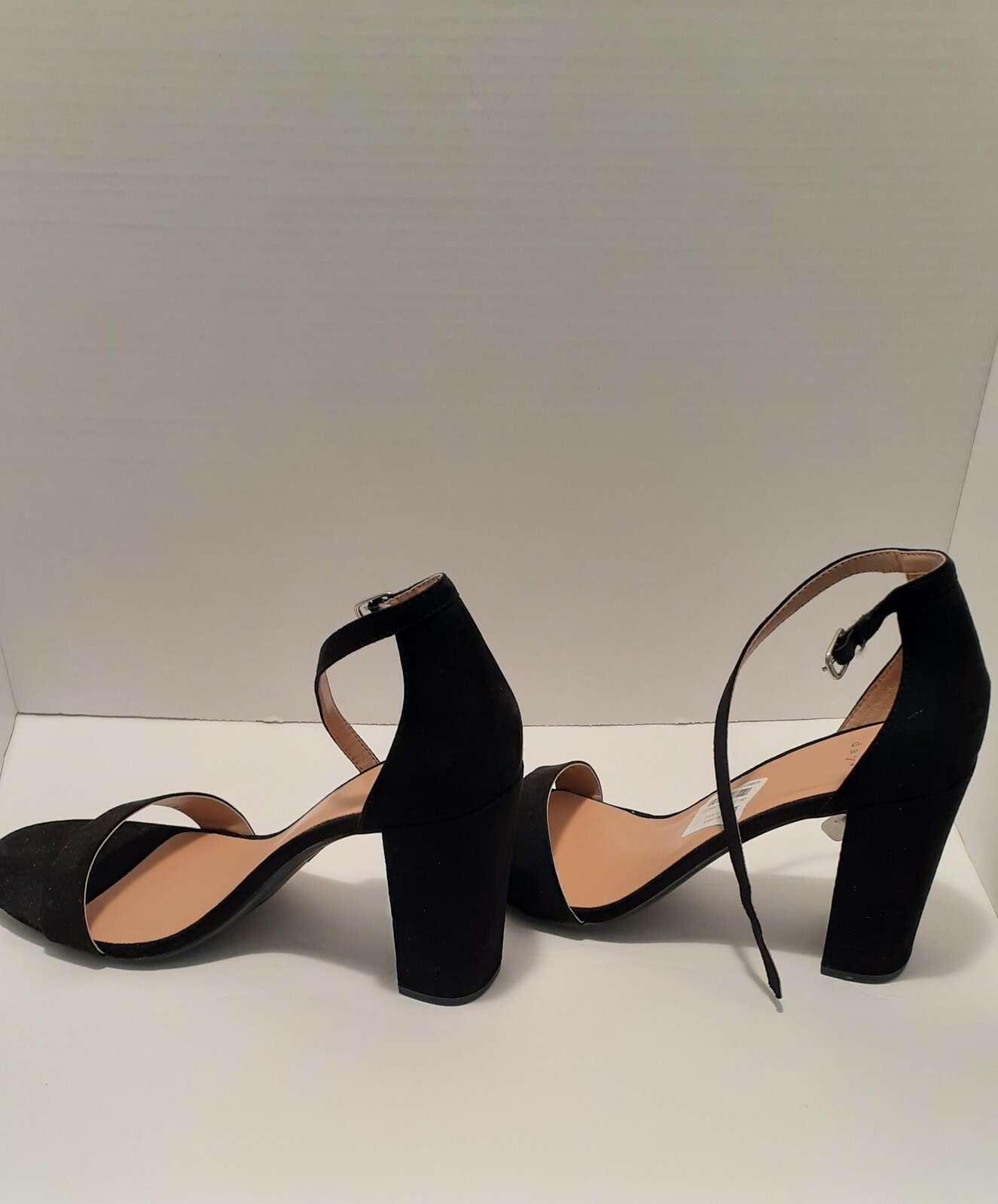 A New Day Black Sandal Women Faux Suede Chunky 4″ Heel Sexy Size 11