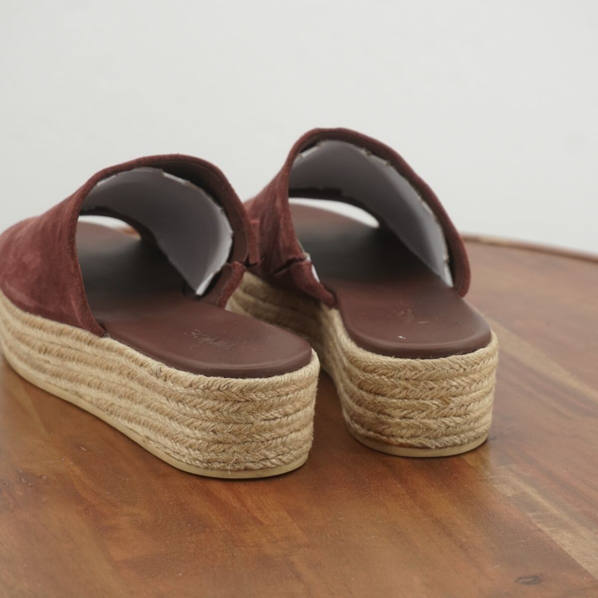 Vince Womens Solana Espadrille Sandals Slides Platform Maroon Red Suede Sz 9.5M