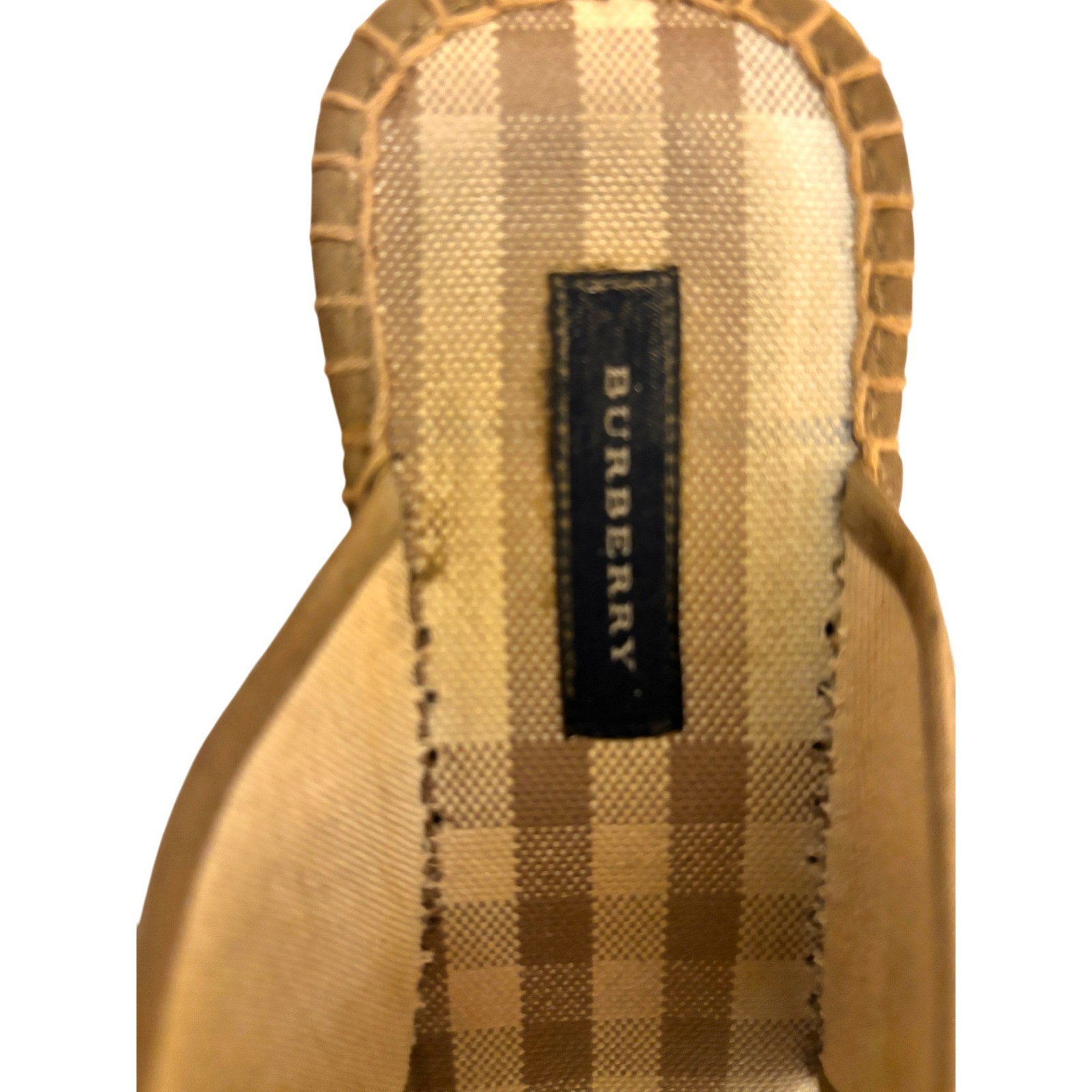 Burberry Nova Check Espadrille Wedge Sandals Women’s EU 38 US 7 Beige Plaid