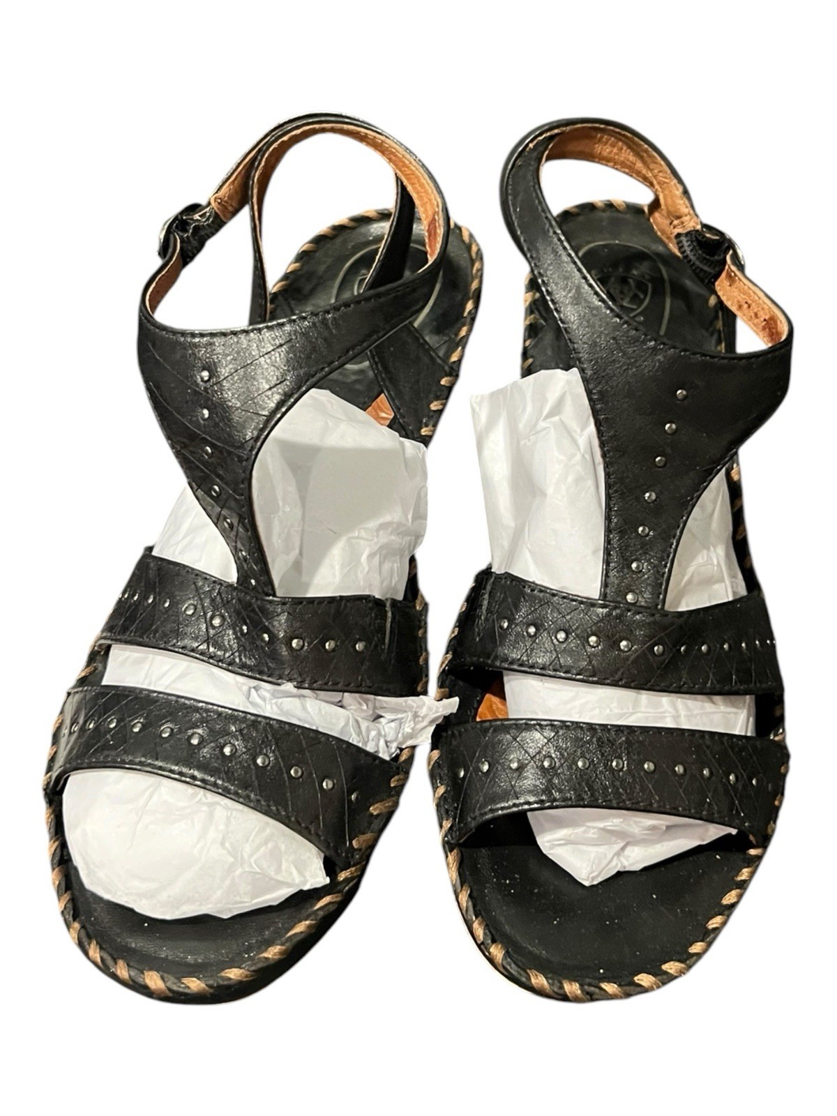 Ariat Tropez black leather sandals featuring a wedge heel Women’s Size US 9 EU40
