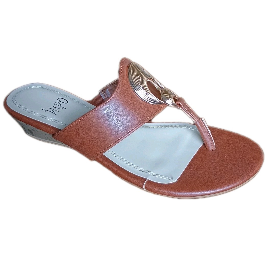 IMPO Ronette Faux Cork 1.25″ Wedge Thong Brown Sandals Rose Gold Women’s 8 NWT