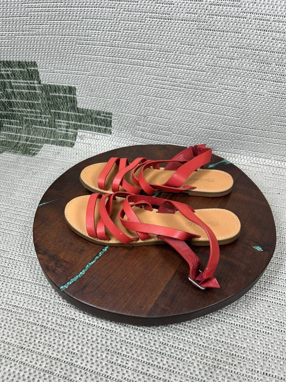 Madewell Sandals Womens Size 10 The Boardwalk Multistrap Bright Ember Leather