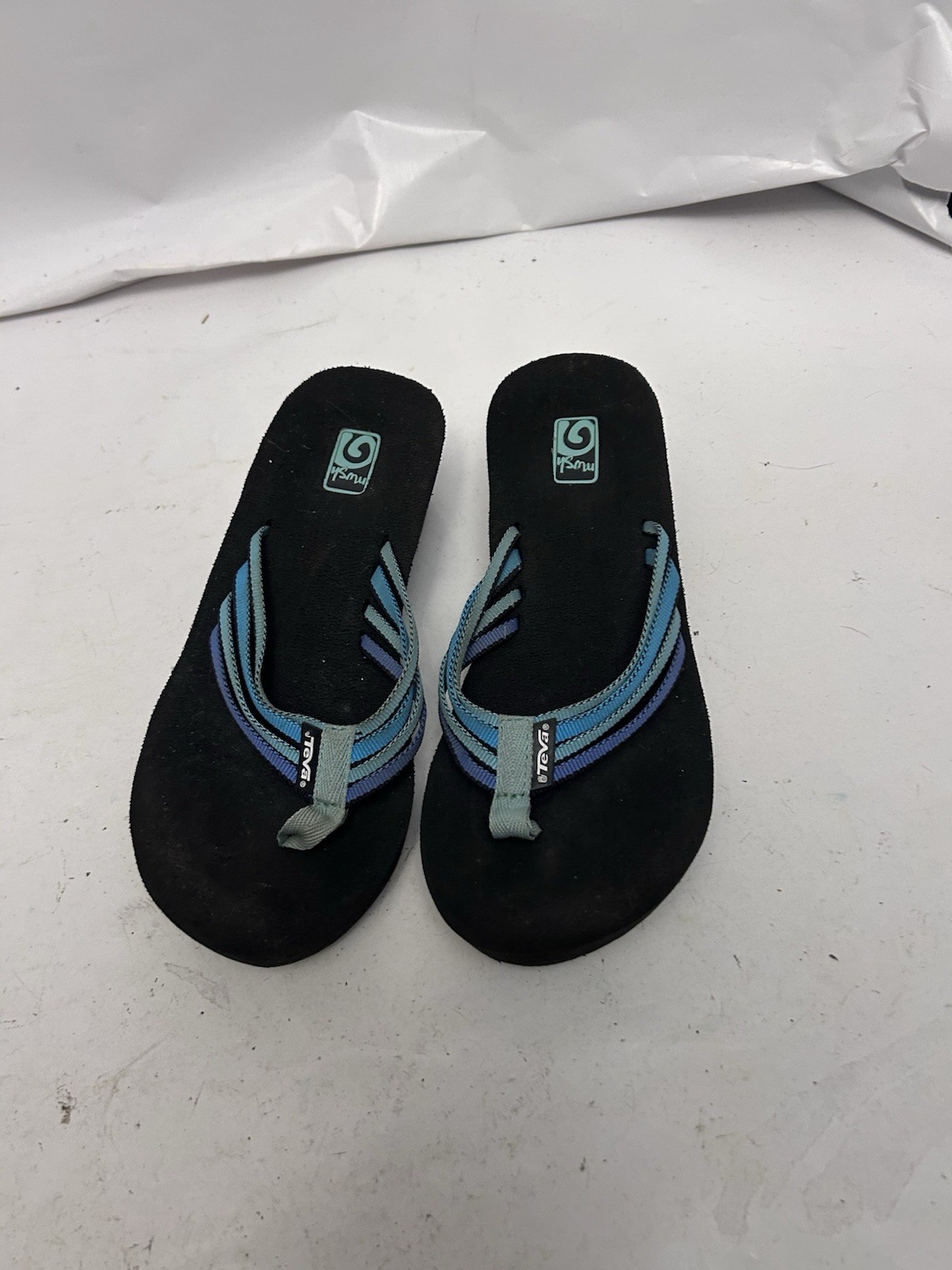 Teva Blue shades thong platform flipflops unknown size