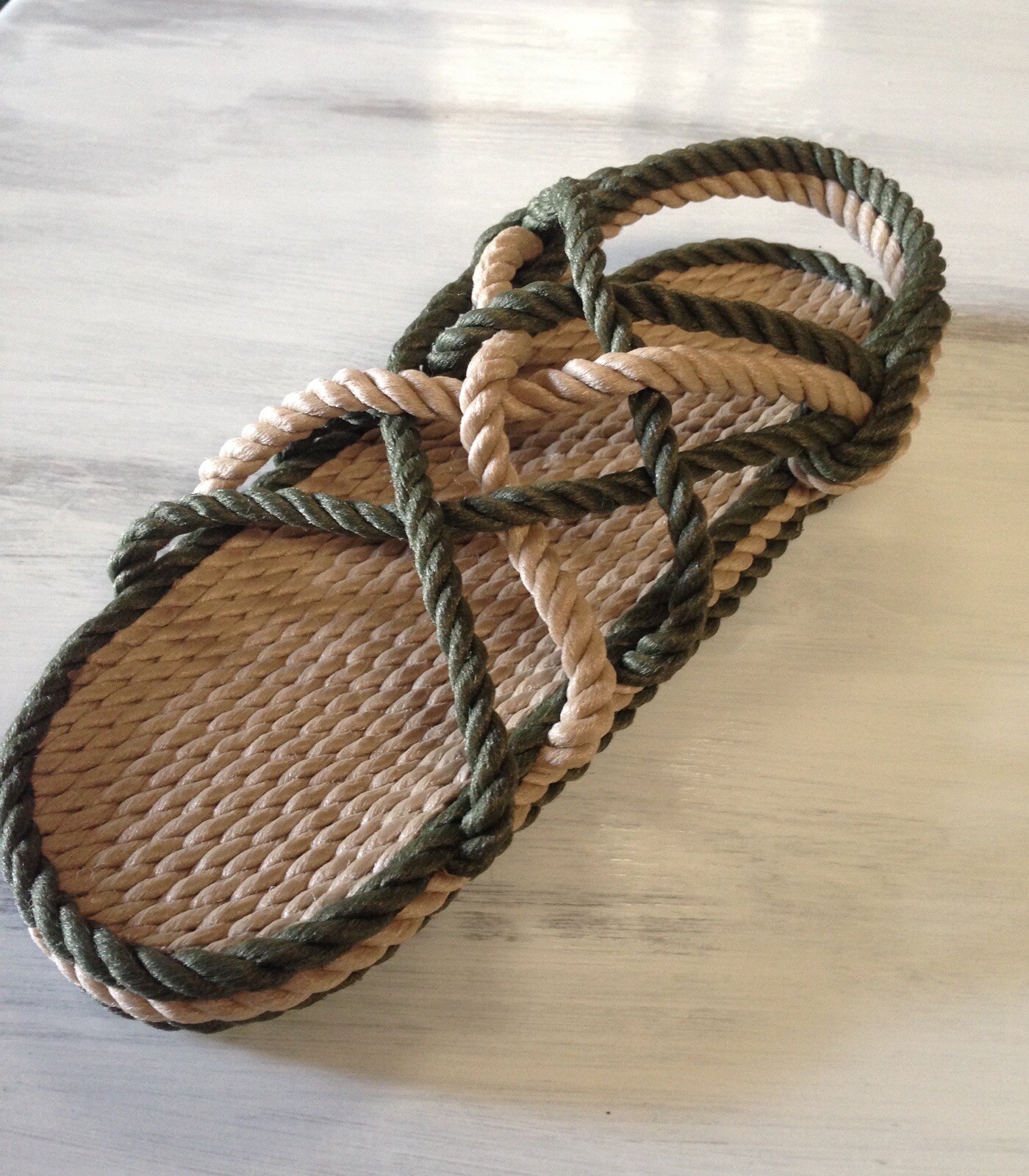Rope Sandals Women’s Size 10 Mens 9 Medium Width Olive Green Combo Style Vegan