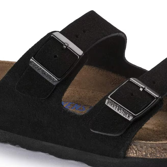 Birkenstock Arizona Soft Footbed Suede Leather Unisex Taupe/Black Sandals 37-45