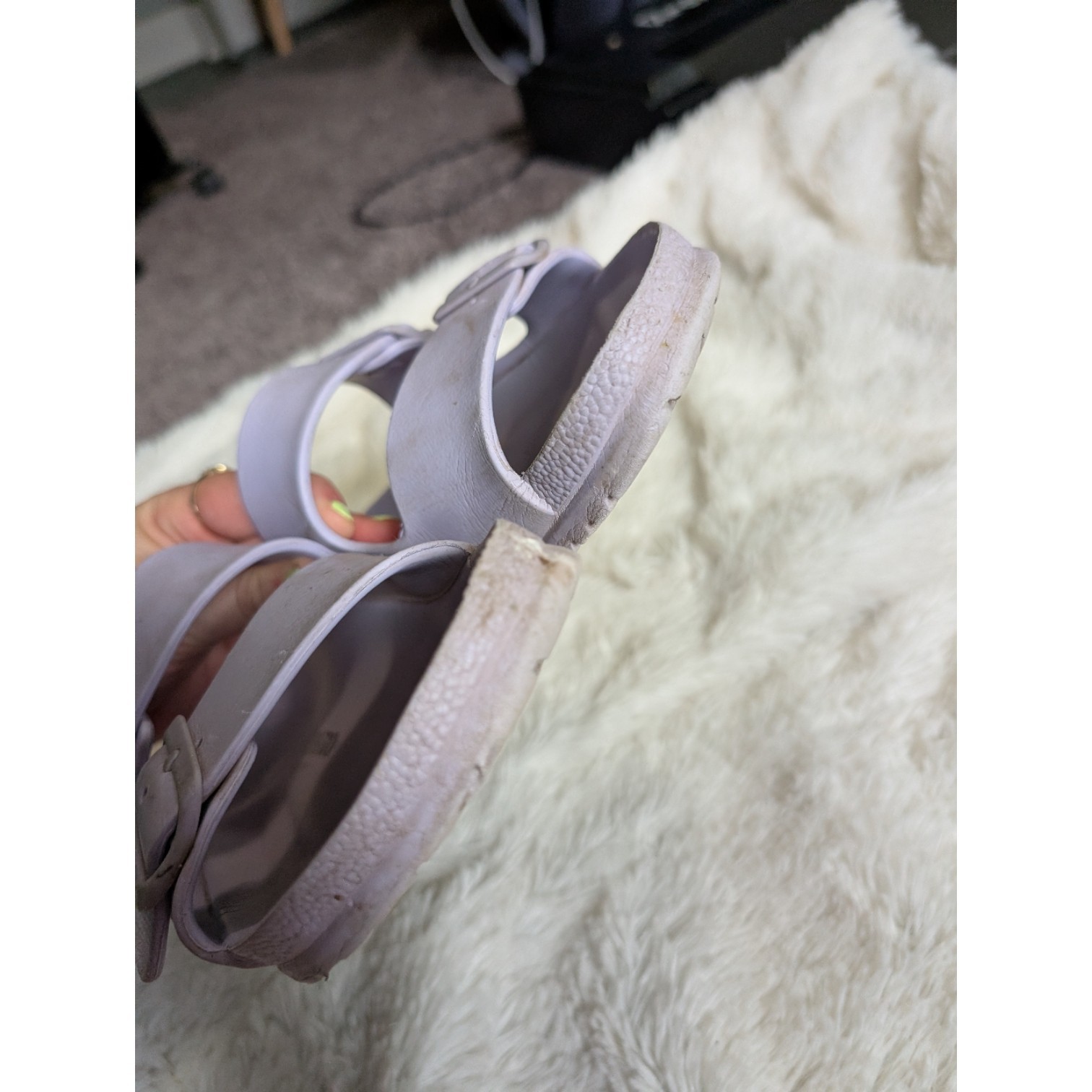 Birkenstock Arizona Eva Purple Fog Lilac Double Buckle Slide Sandals Size 40