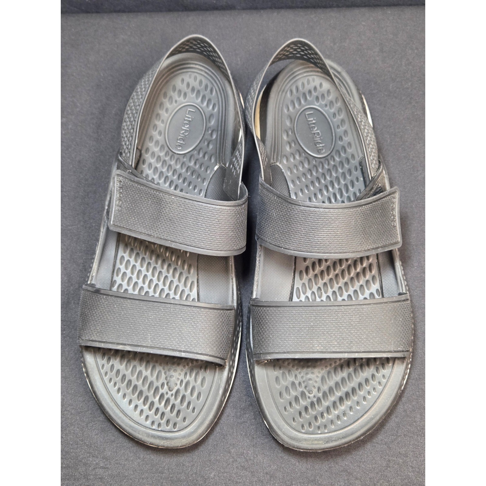 Crocs LiteRide 360 Sandals Womens Size 7 Black Grey Comfort Strappy 206711-060
