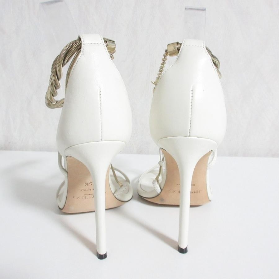 Jimmy Choo Snake Chain Ankle Strap Sandals White Women’s Size EU35.5/US5.5