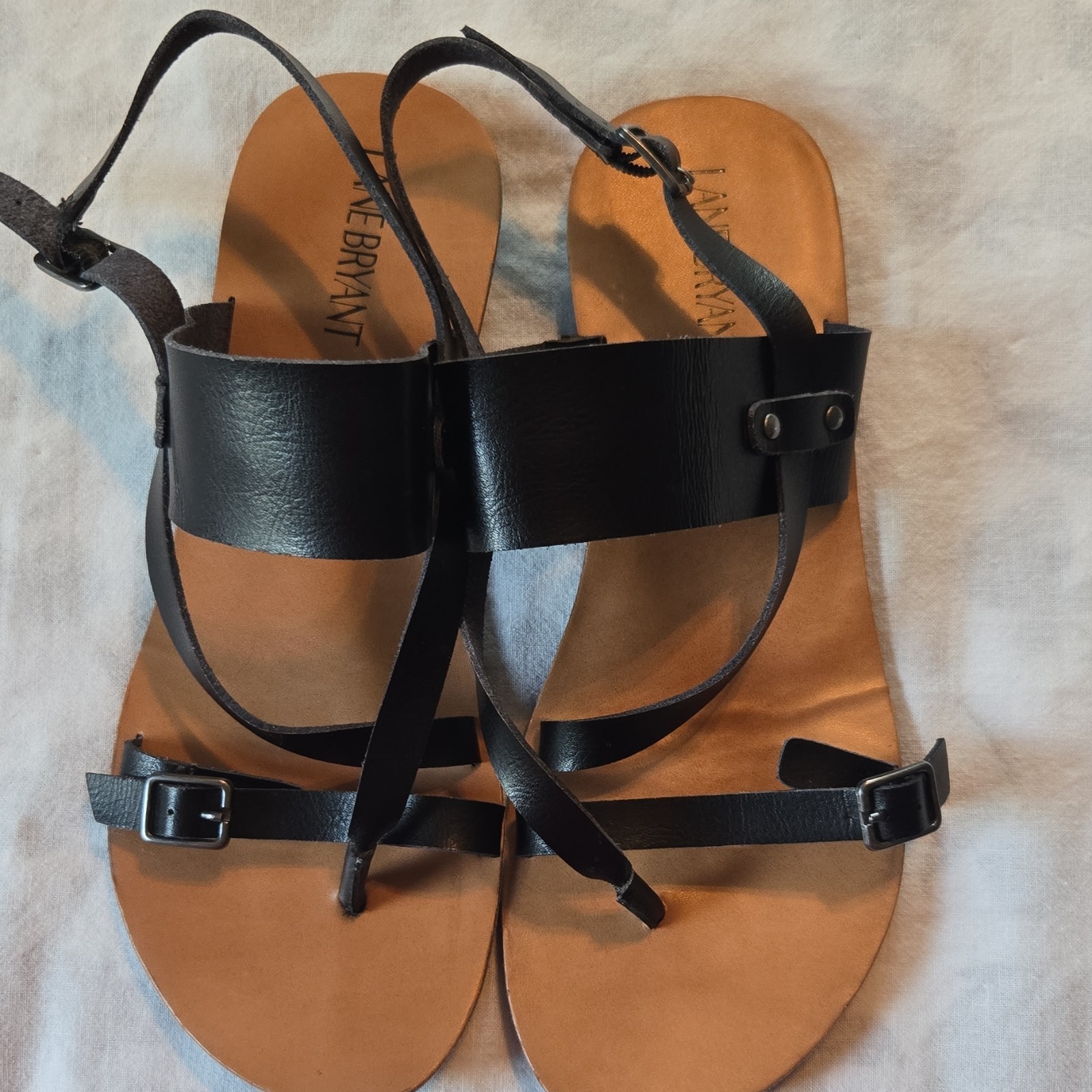 Lane Bryant Women’s Black Strappy Sandals Ankle Strap Buckle 9W