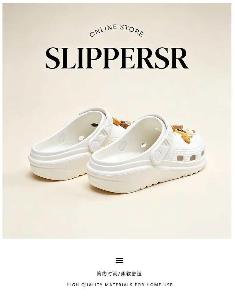 Women Cartoon Clogs Thick Sole Non-Slip Beach Sandals Summer Versatile Shoes