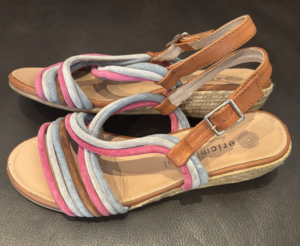 ERIC MICHAEL ANDREA Pink Multi ESPADRILLE SANDALS Women’s Size EU 37 US 6.5-7