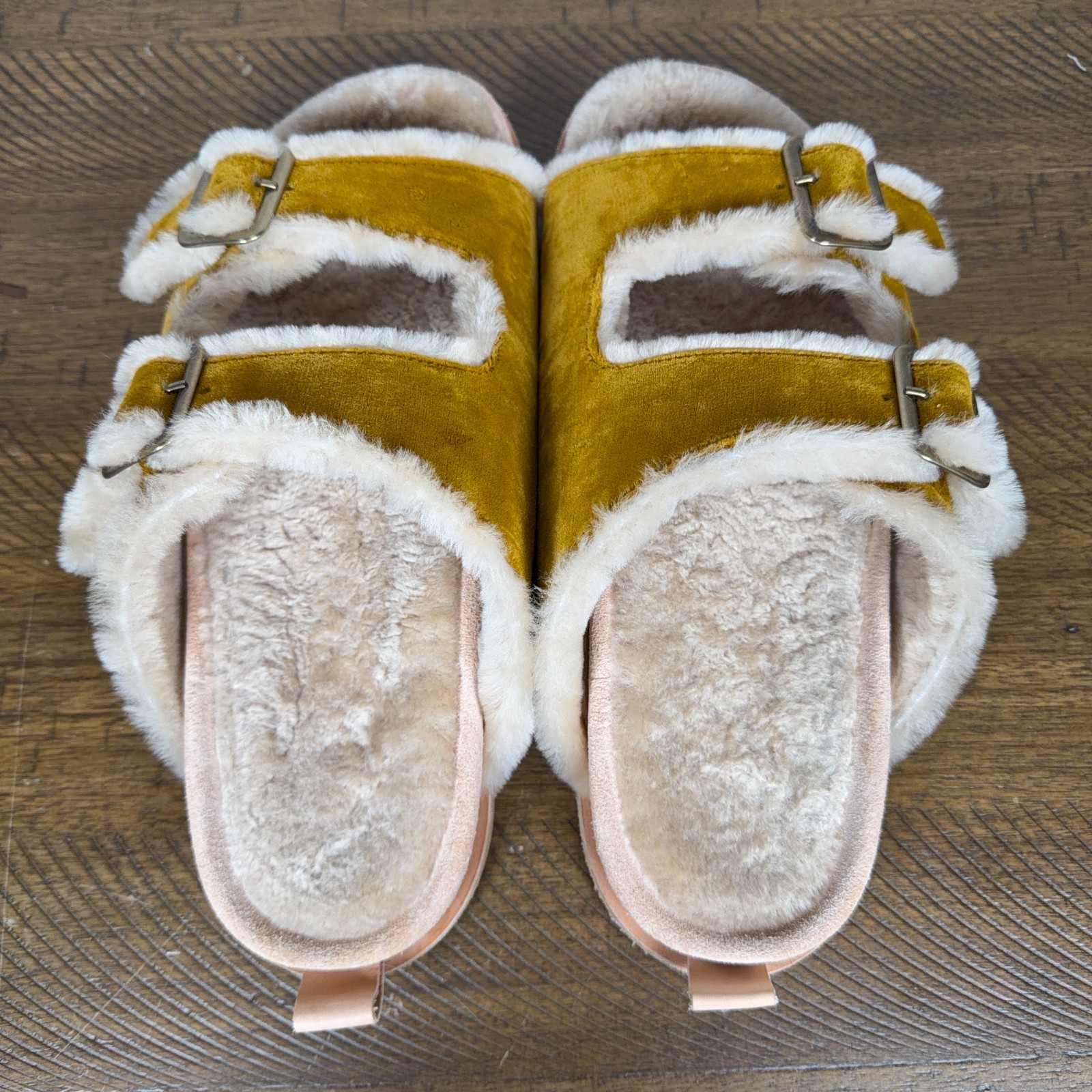 Forte Forte Sandals Women EU 40 US 9 Brown Shearling Leather Buckle Slides Italy