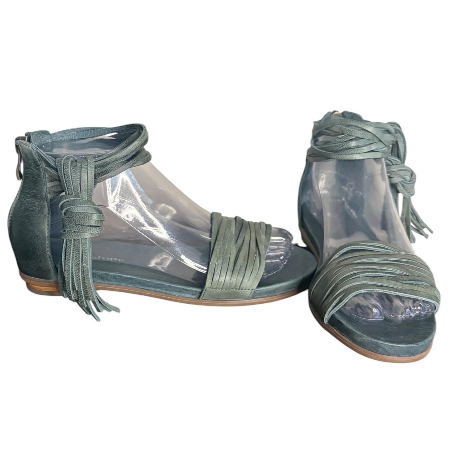 Antelope Teal Green Leather Wrap Sandals Tassel Boho Women Size 36 6