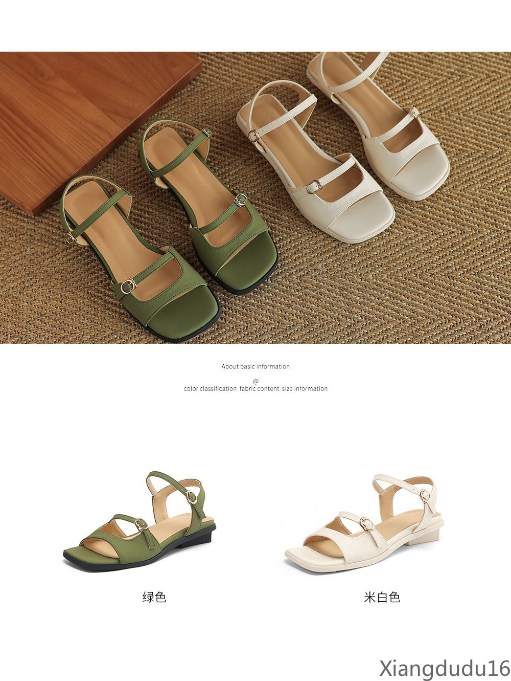 Women’s Open Toe low heel Sandals Ankle Strap Buckle Casual Dress Shoes