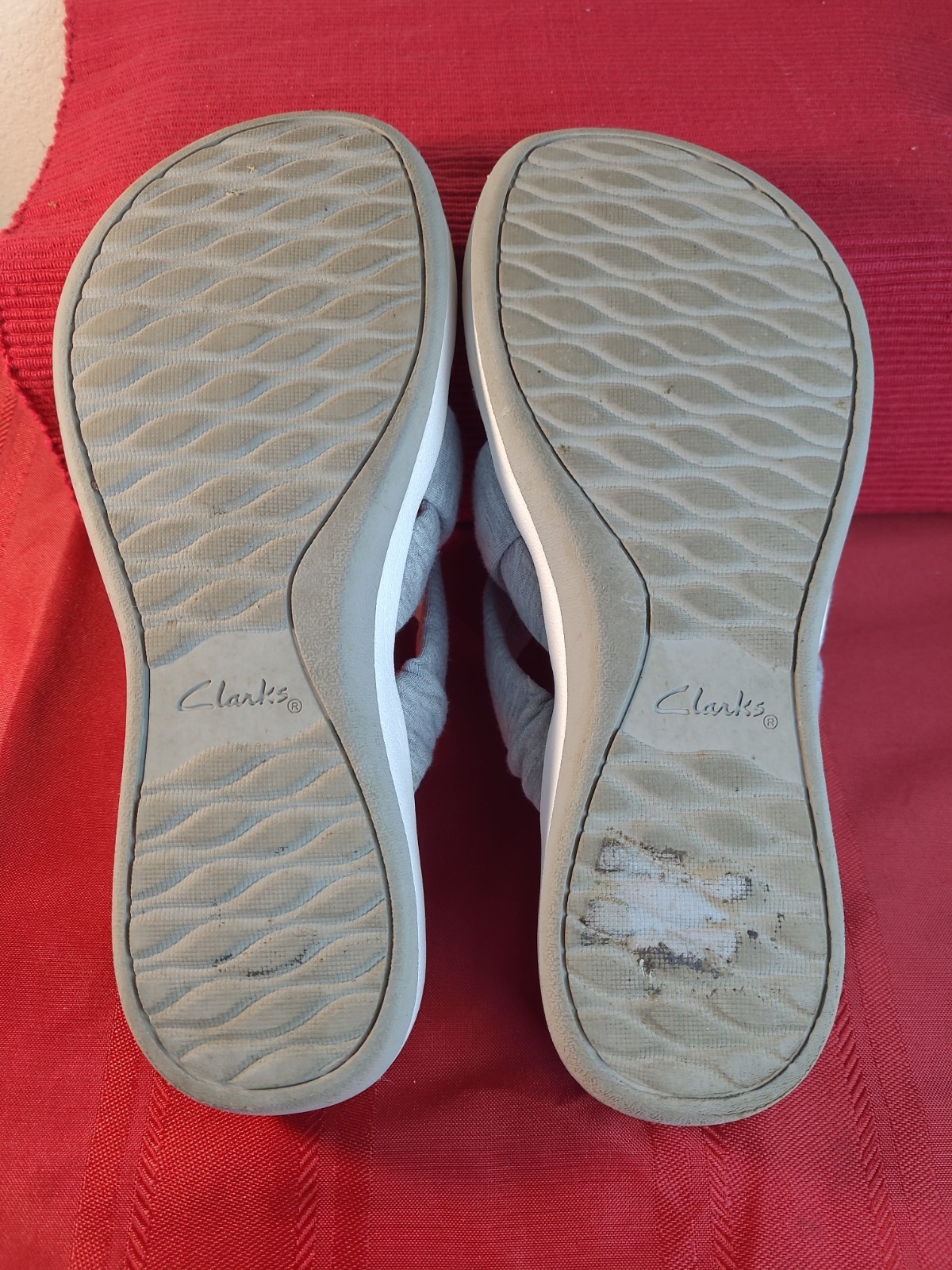 Clarks Cloudsteppers BreezeRae Grey Jersey Bow Slide Sandals Size 10