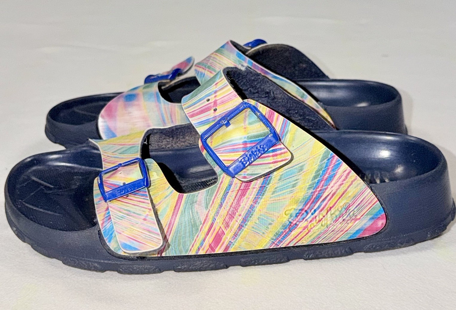 Birkenstock Birki’s Sansibar Tie Dye Rainbow Slide Sandals EU 40 US 9 Crack