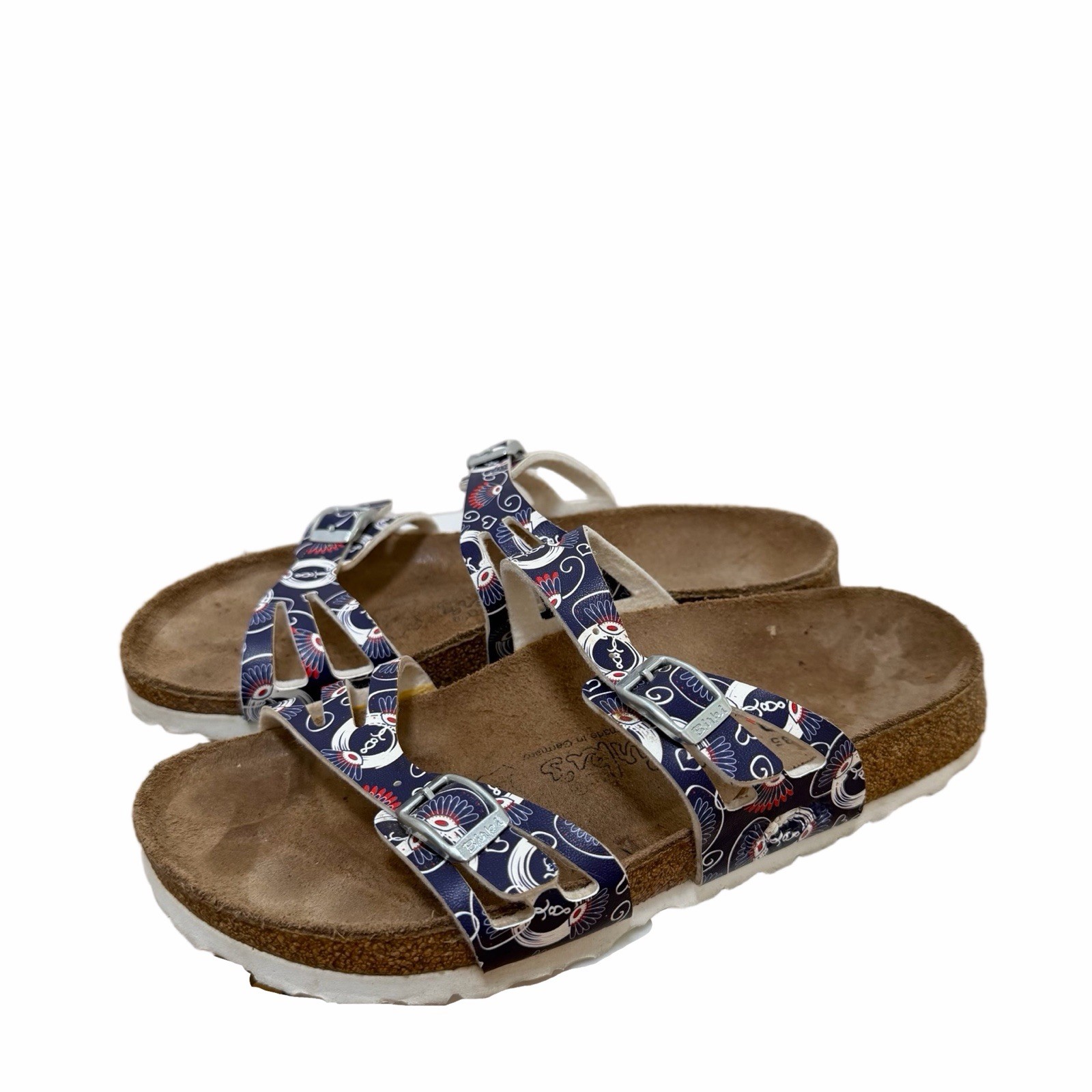 Birkenstock Birkis Birko Double Strap Abstract Print Sandals Womens US 5 EU 3