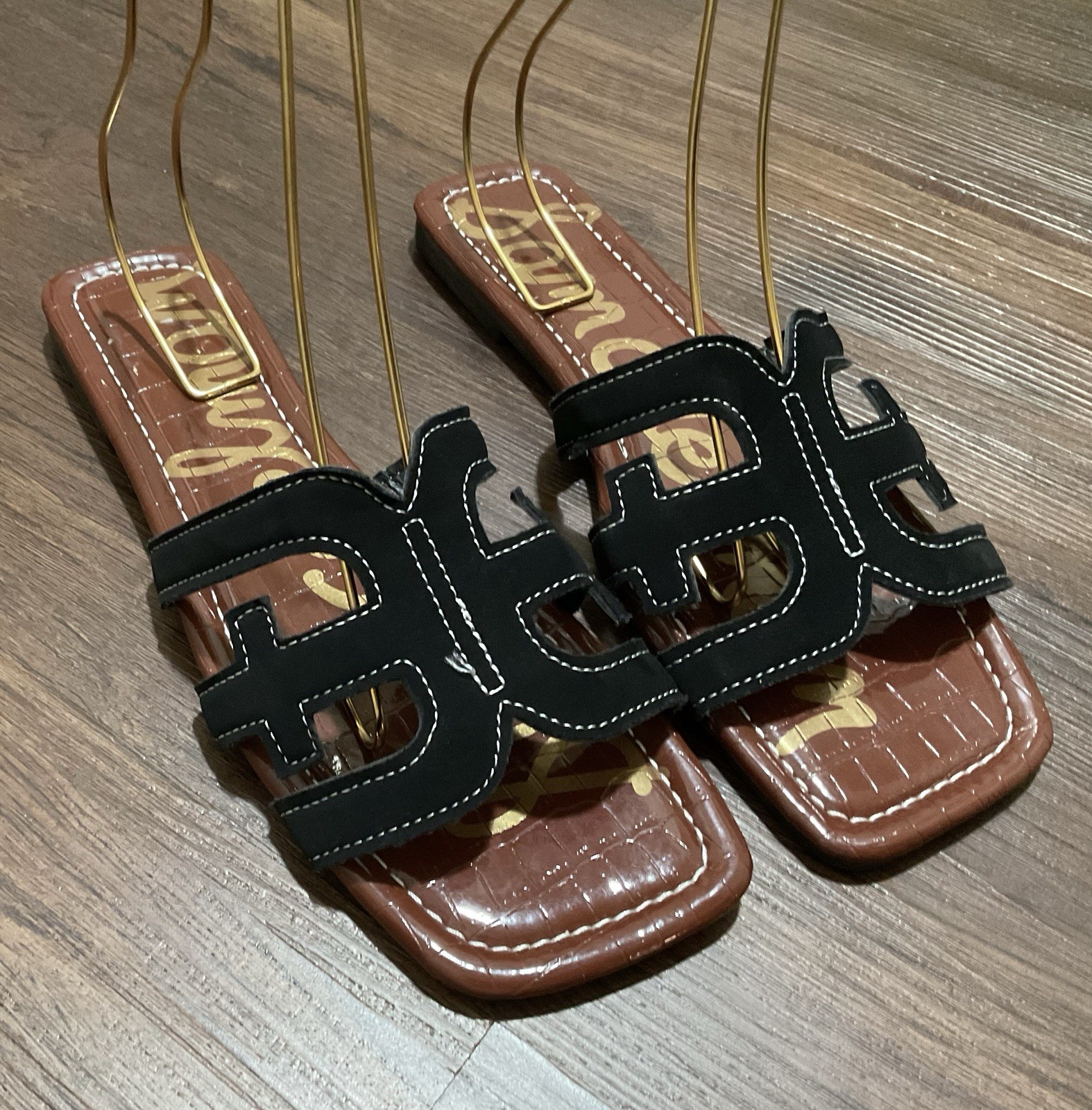 Sam Edelman NEW Sandals Sz41 US 10-10.5 Black Suede Double E Logo SALE