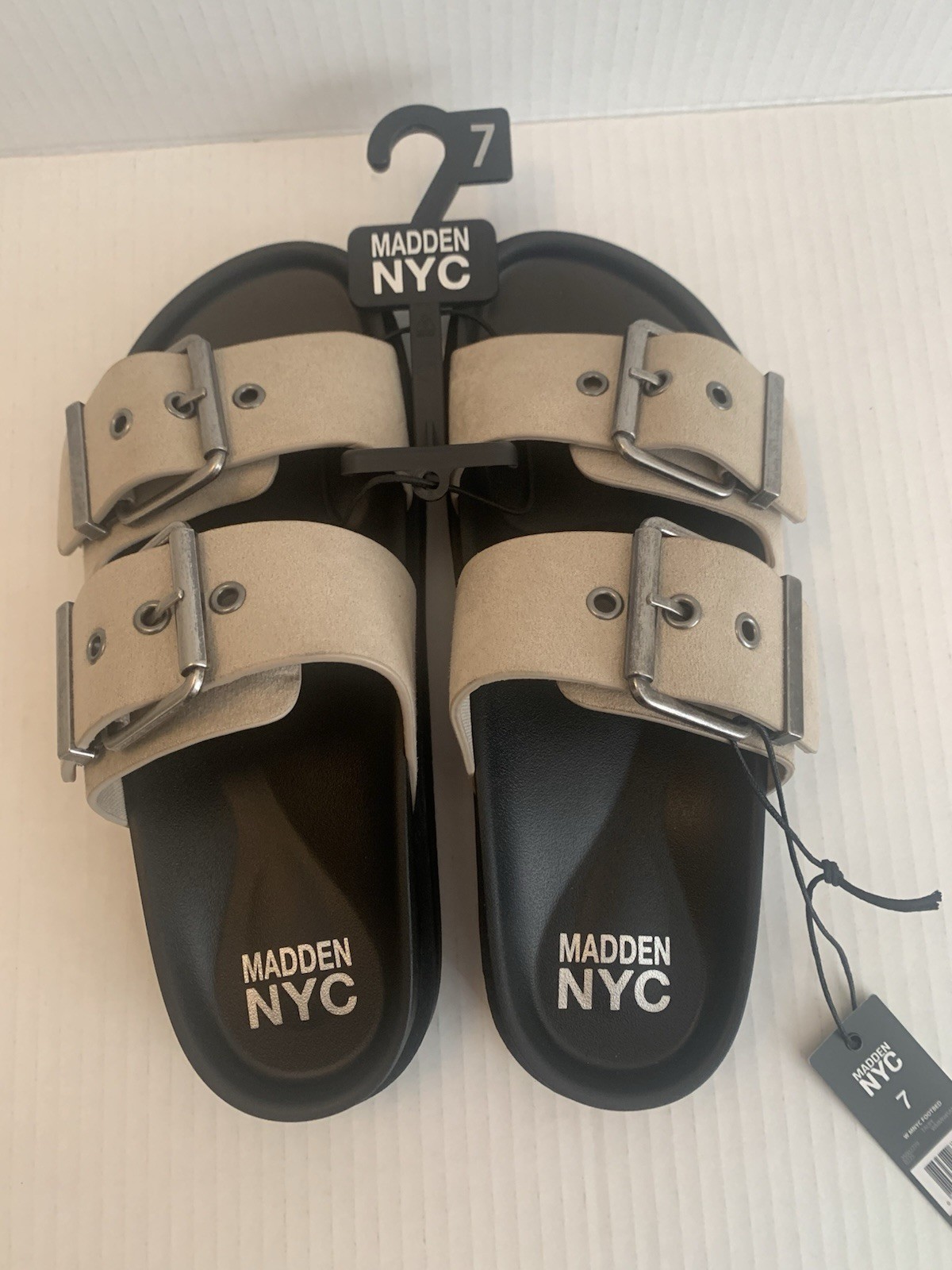 Women’s Madden NYC Sandals Size 7 Taupe New No Box Spring Summer Two-Strap