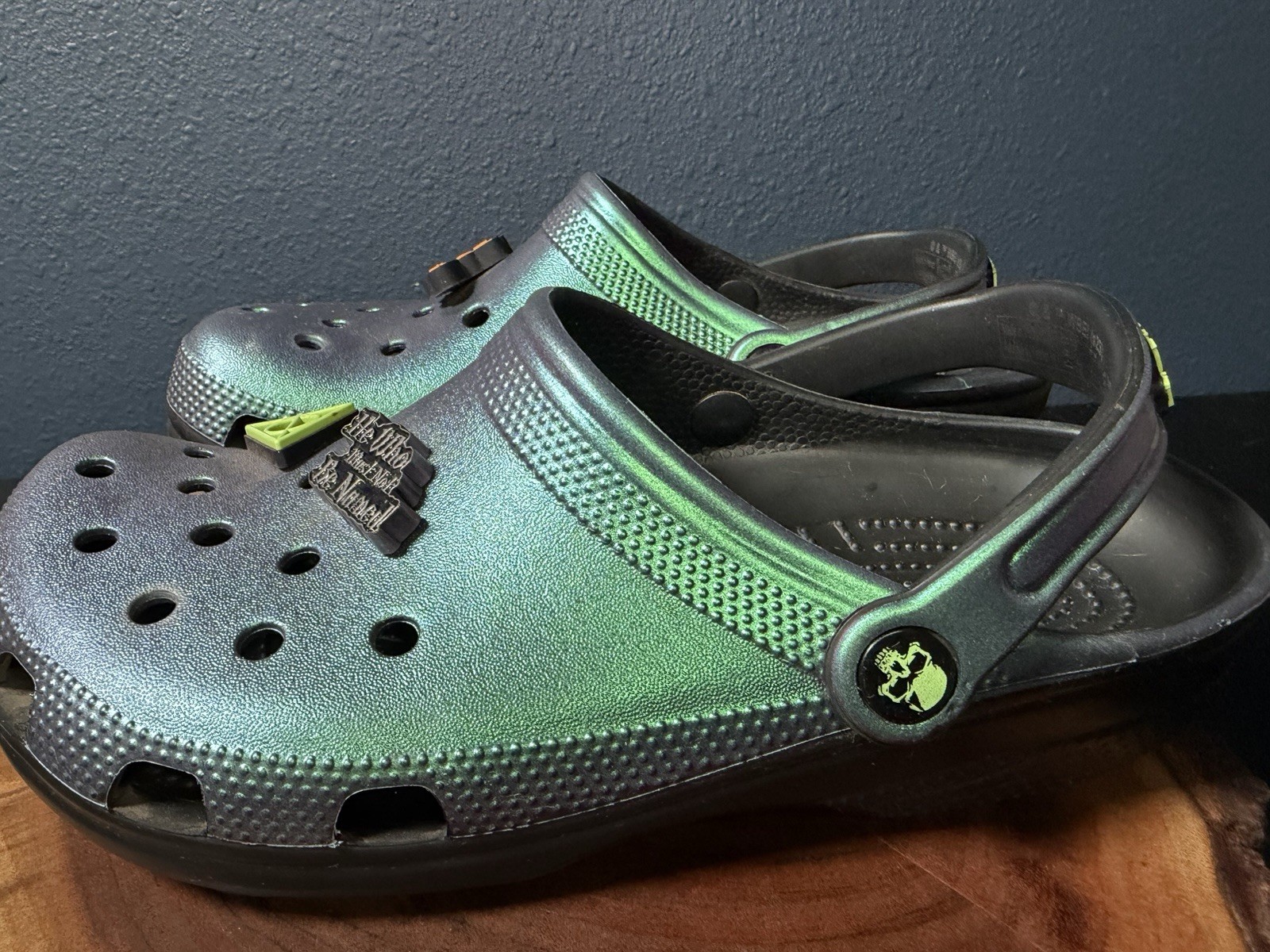 Crocs X Harry Potter “The Dark Arts” Lord Voldemort Slides Purple Green M7 W9