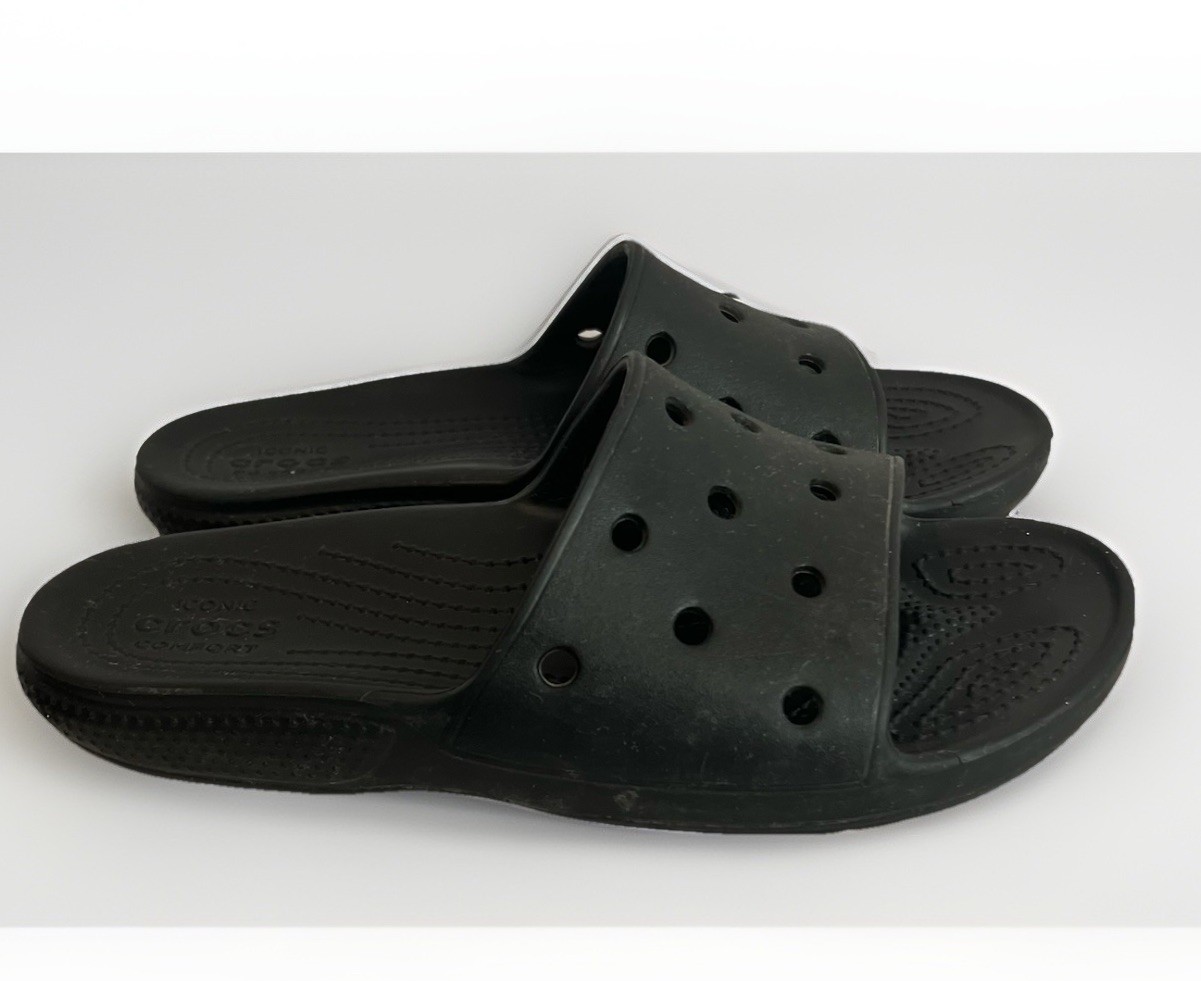 Classic Crocs Unisex Slides Black Waterproof Sandals 206121-410 Mens 7 Women’s 9