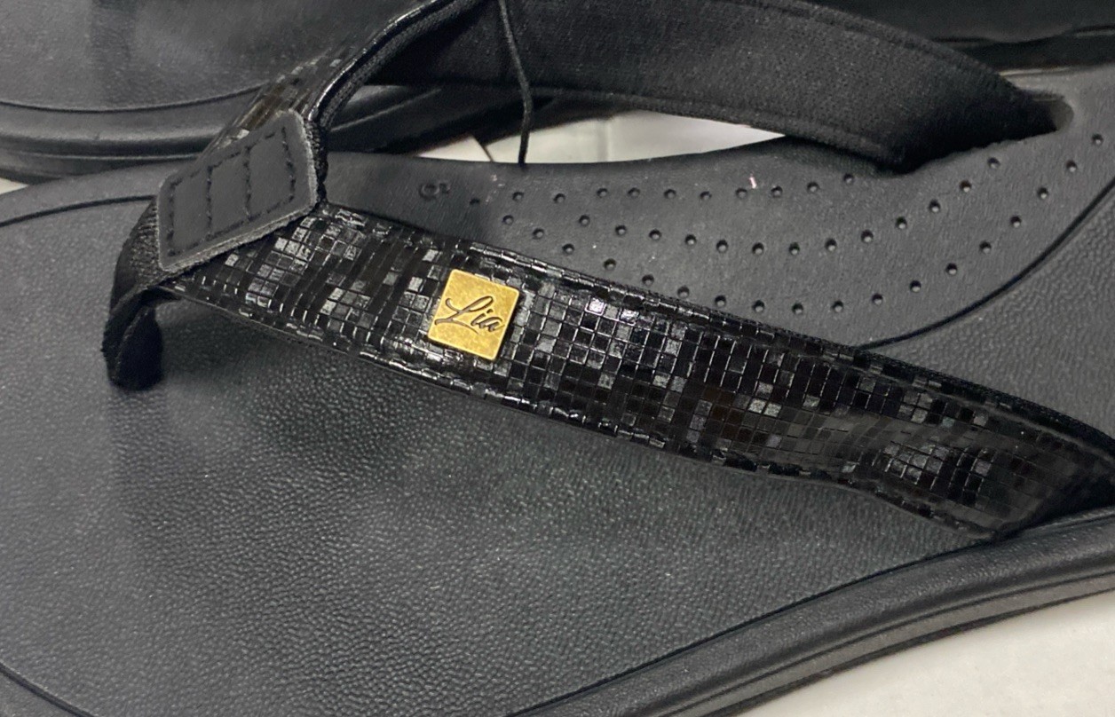 Lia Black With Reflective Strap Women’s 6 7 8 9 10 11 Flip Flops Sandals New